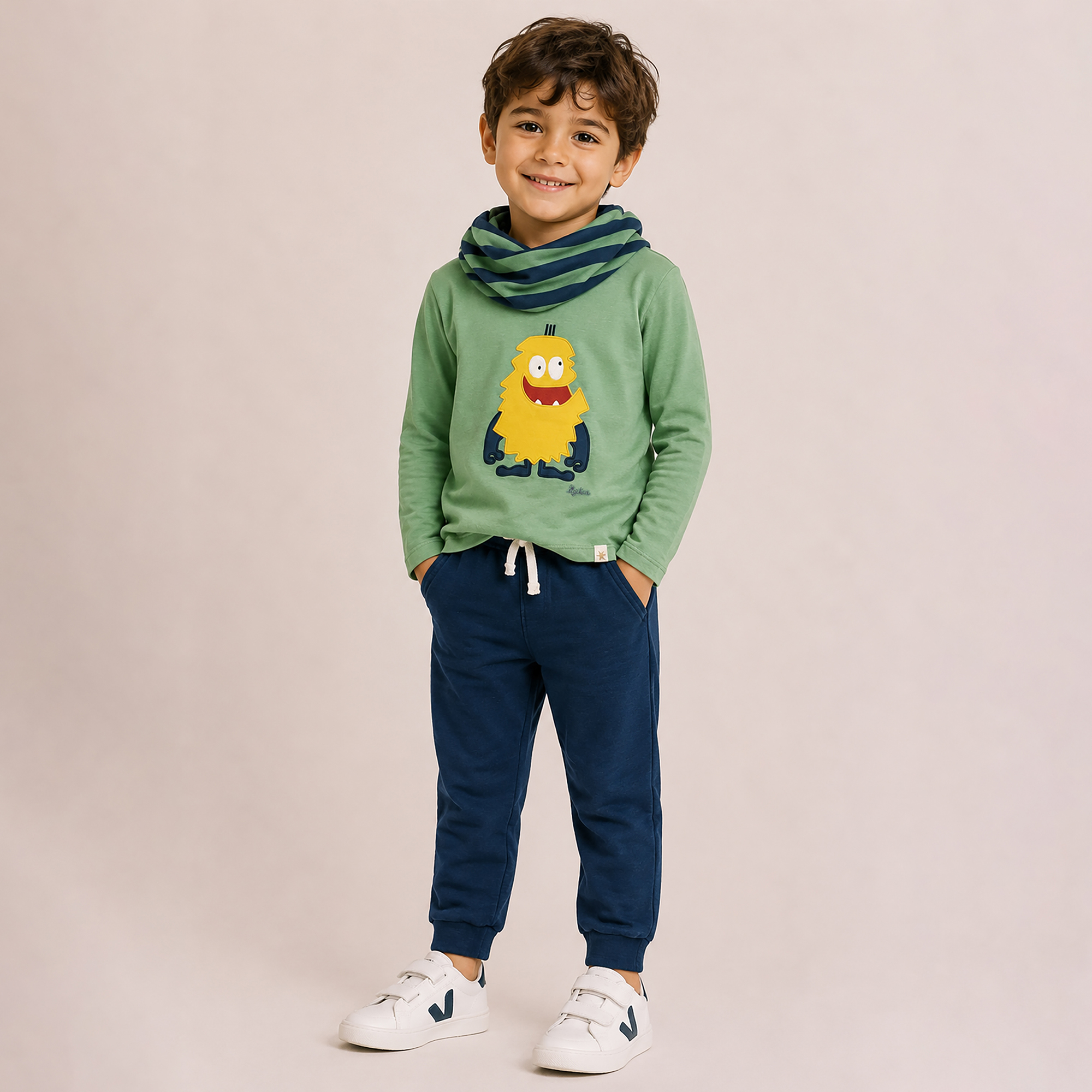 Children's long sleeve Tee monster, light green