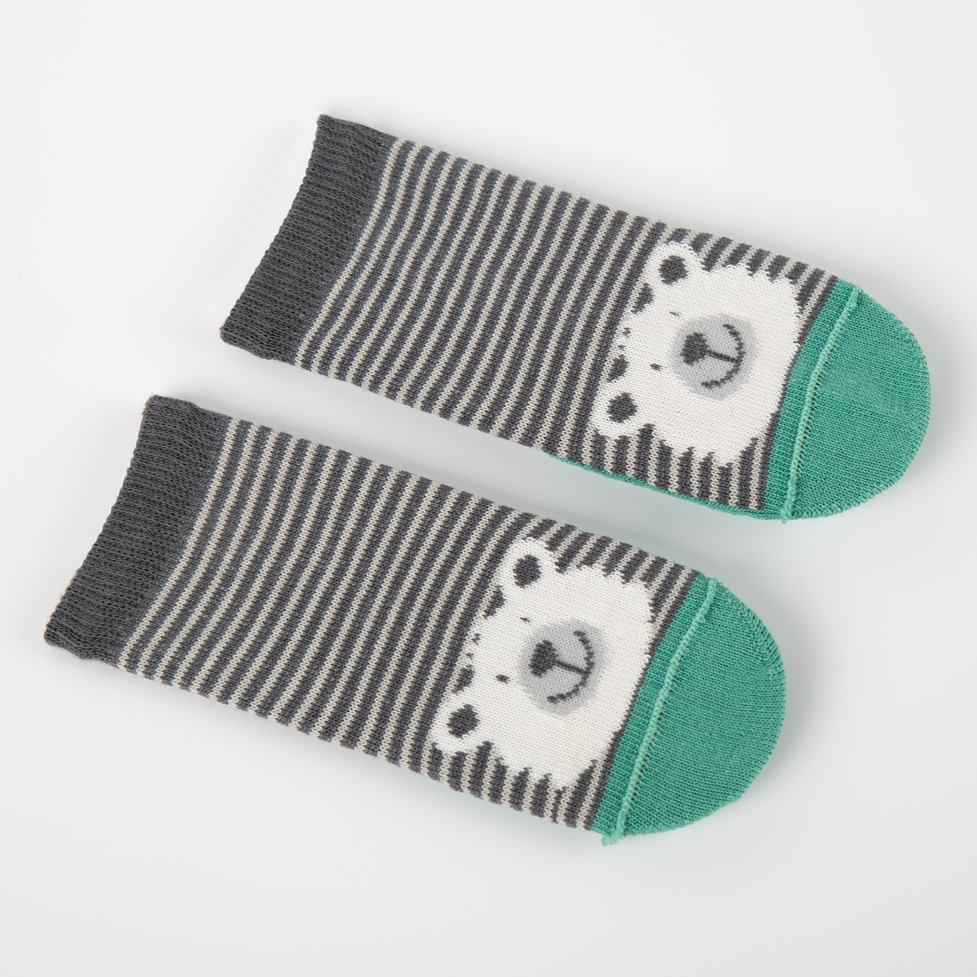 Set of 3 different pairs of baby socks, jade green/grey/orange