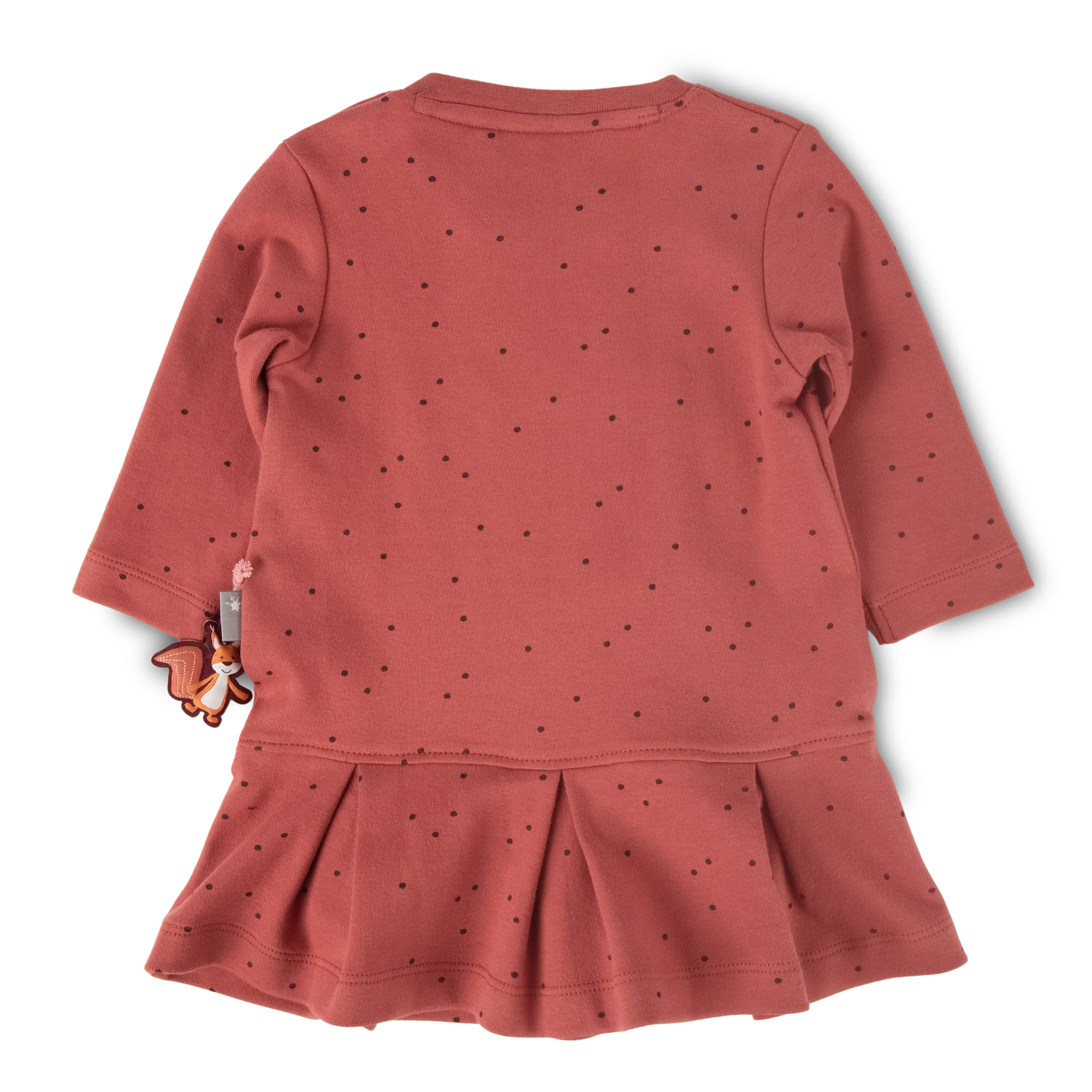 Baby Kleid rotbraun mit Pünktchen und Herbst Motiv