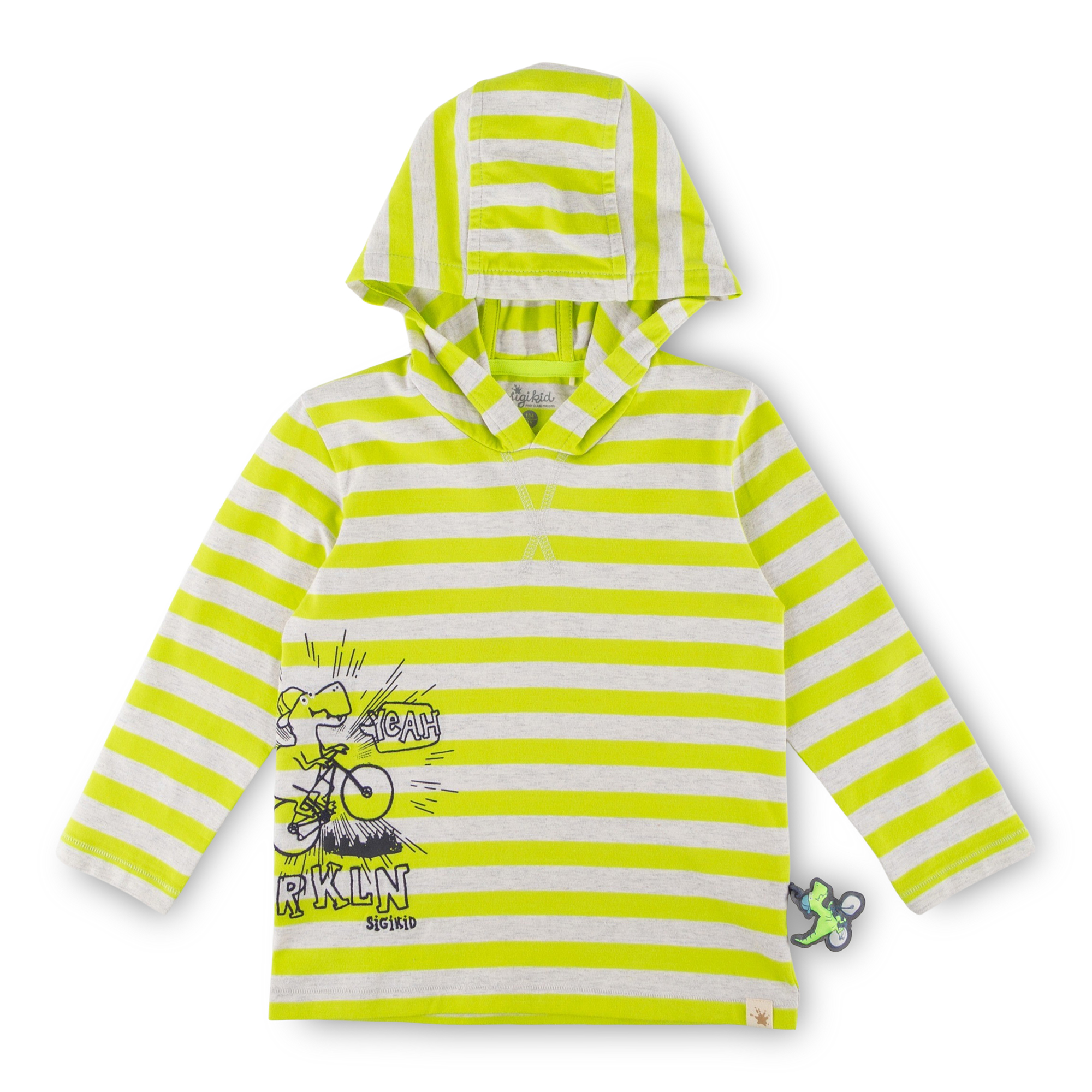 Kinder Langarmshirt Sporty Dino, gelb-grau gestreift Kinder Langarmshirt Sporty Dino, gelb-grau gestreift
