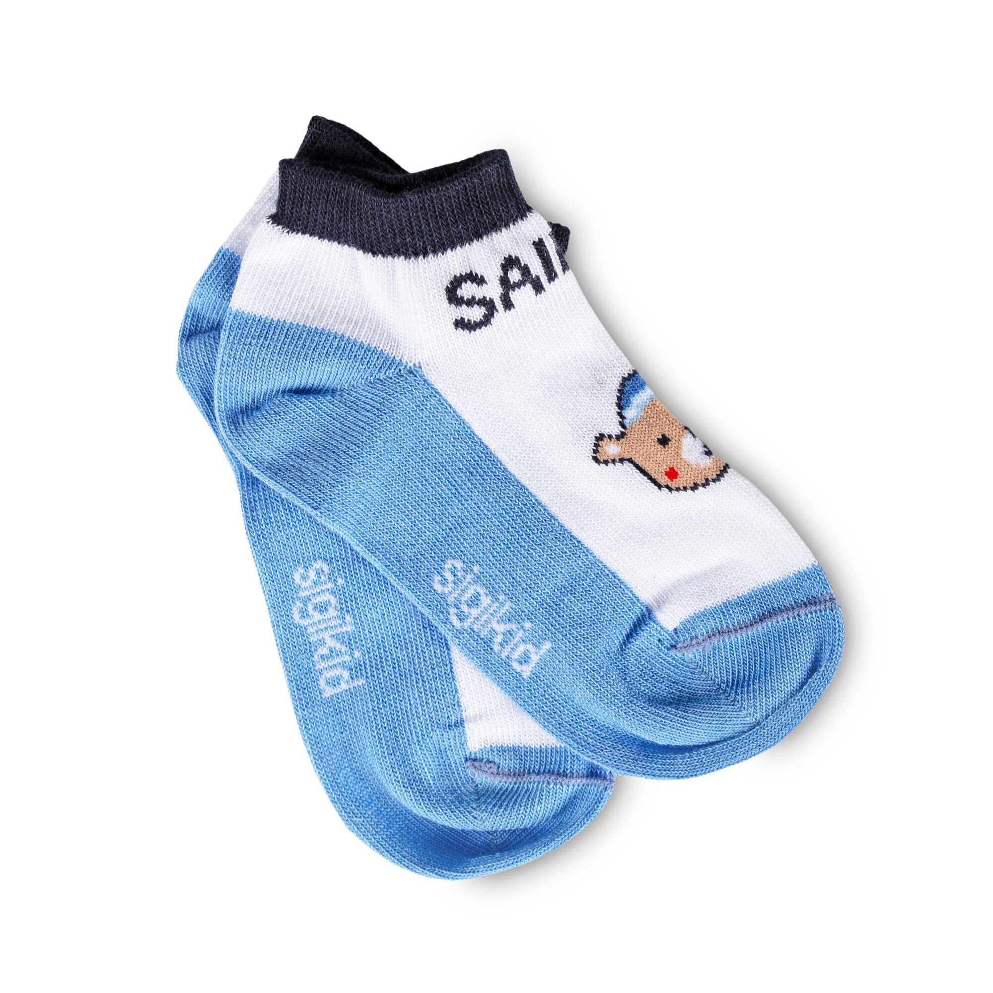 Baby Sneaker Socken mit Bärchen blau/weiß