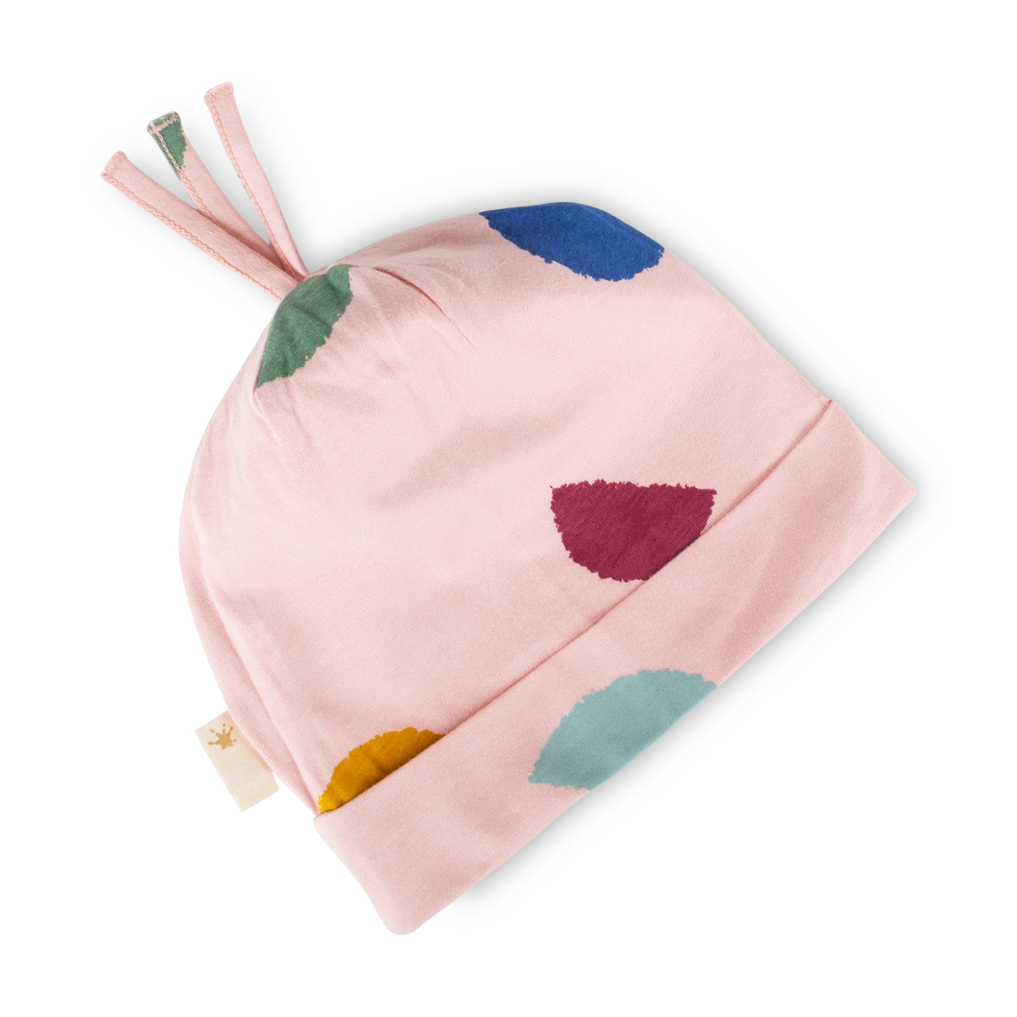 Baby Mütze, rosa und bunt bedruckt