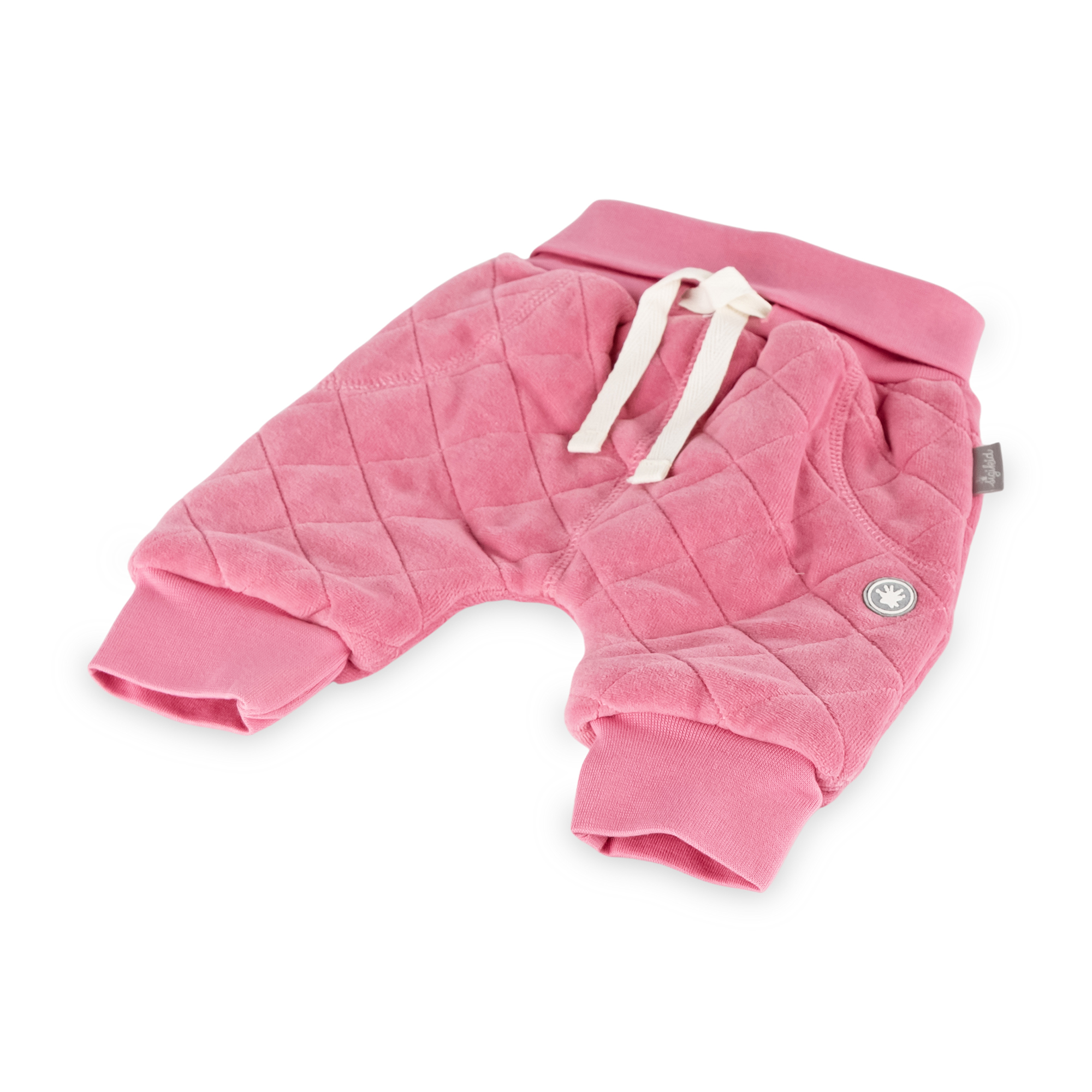 Baby quilted velour pants, lined, pink