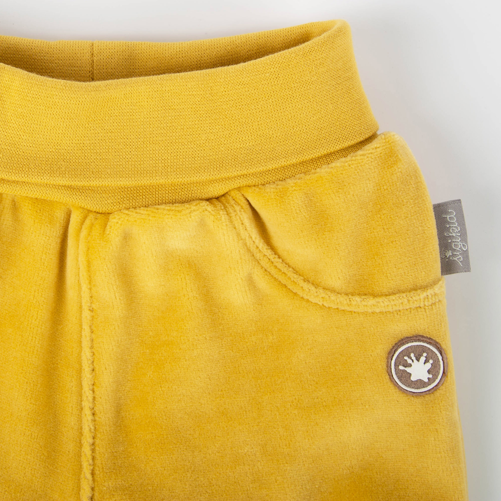 Newborn baby footed velour pants, yellow