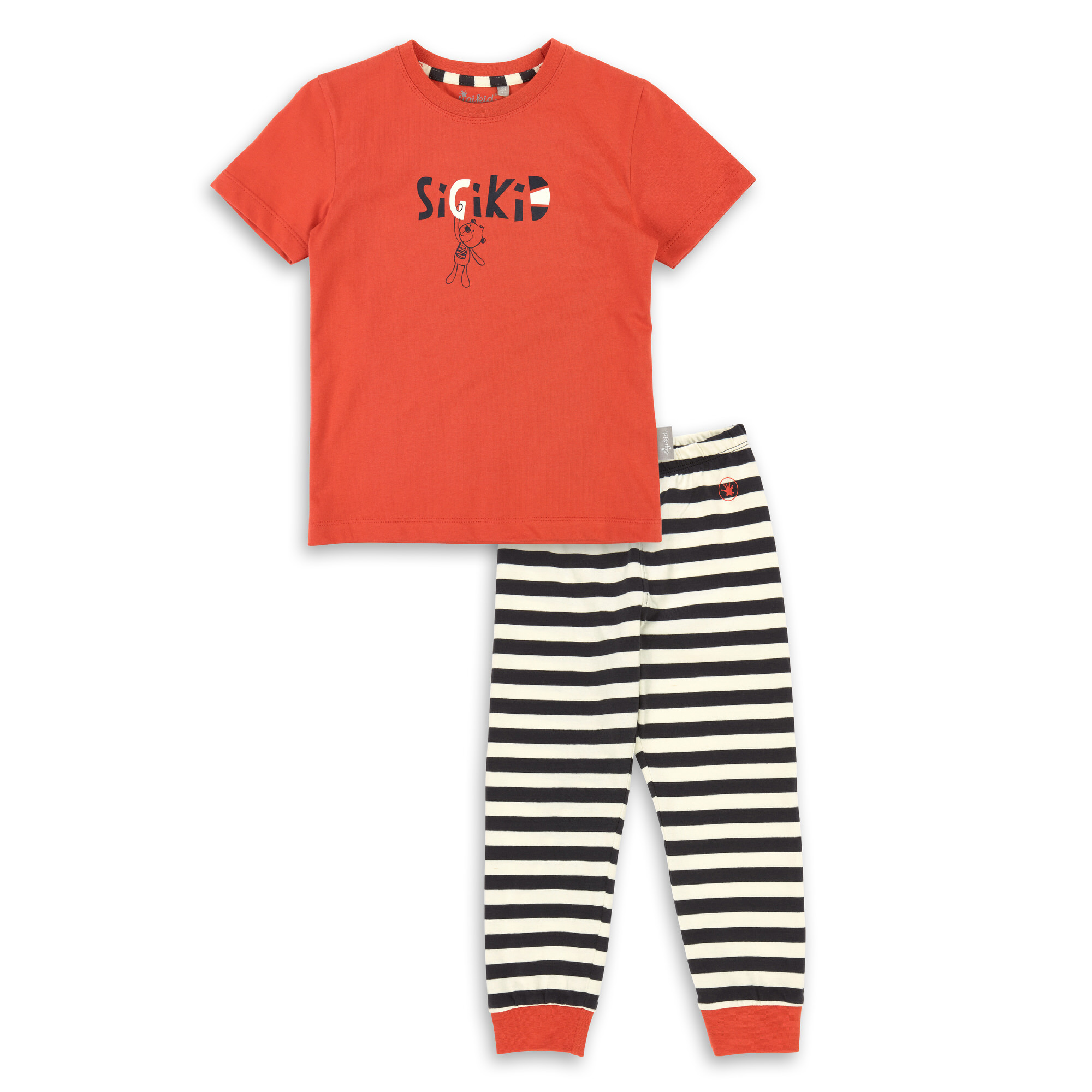 Children's summer pyjamas, red & black/white striped Children's summer pyjamas, red & black/white striped