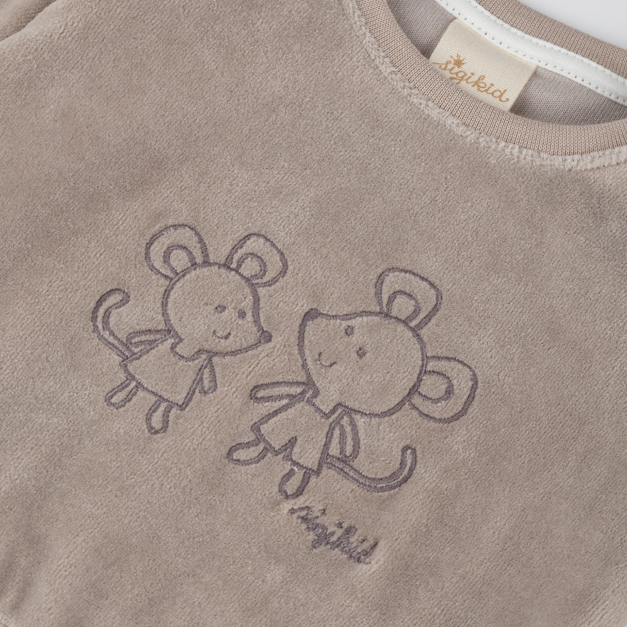 Newborn baby velour long sleeve Tee, silver gray