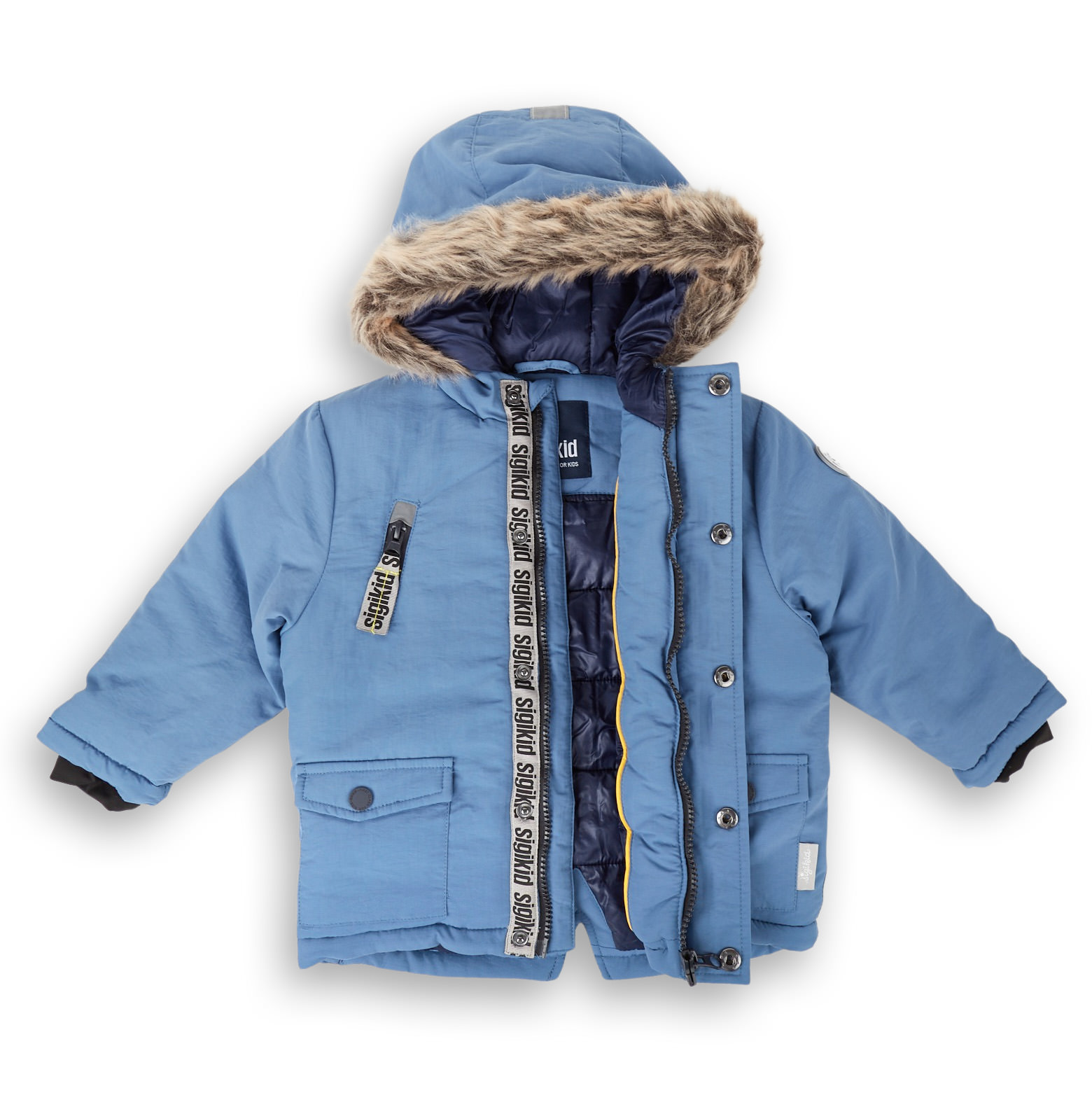 Insulated hooded winter jacket, blue, for babies and toddlers