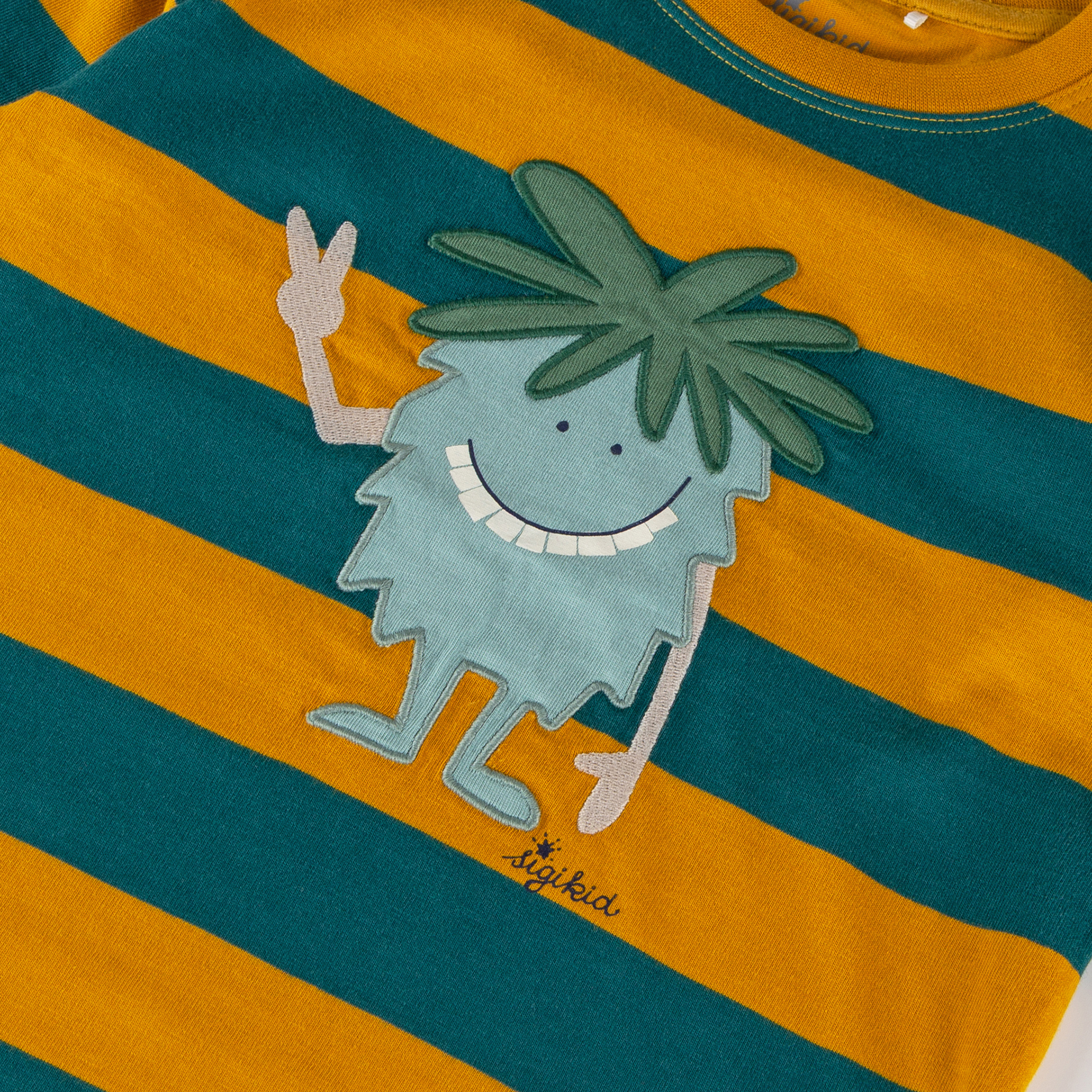 Children's long sleeve Tee monster, green striped