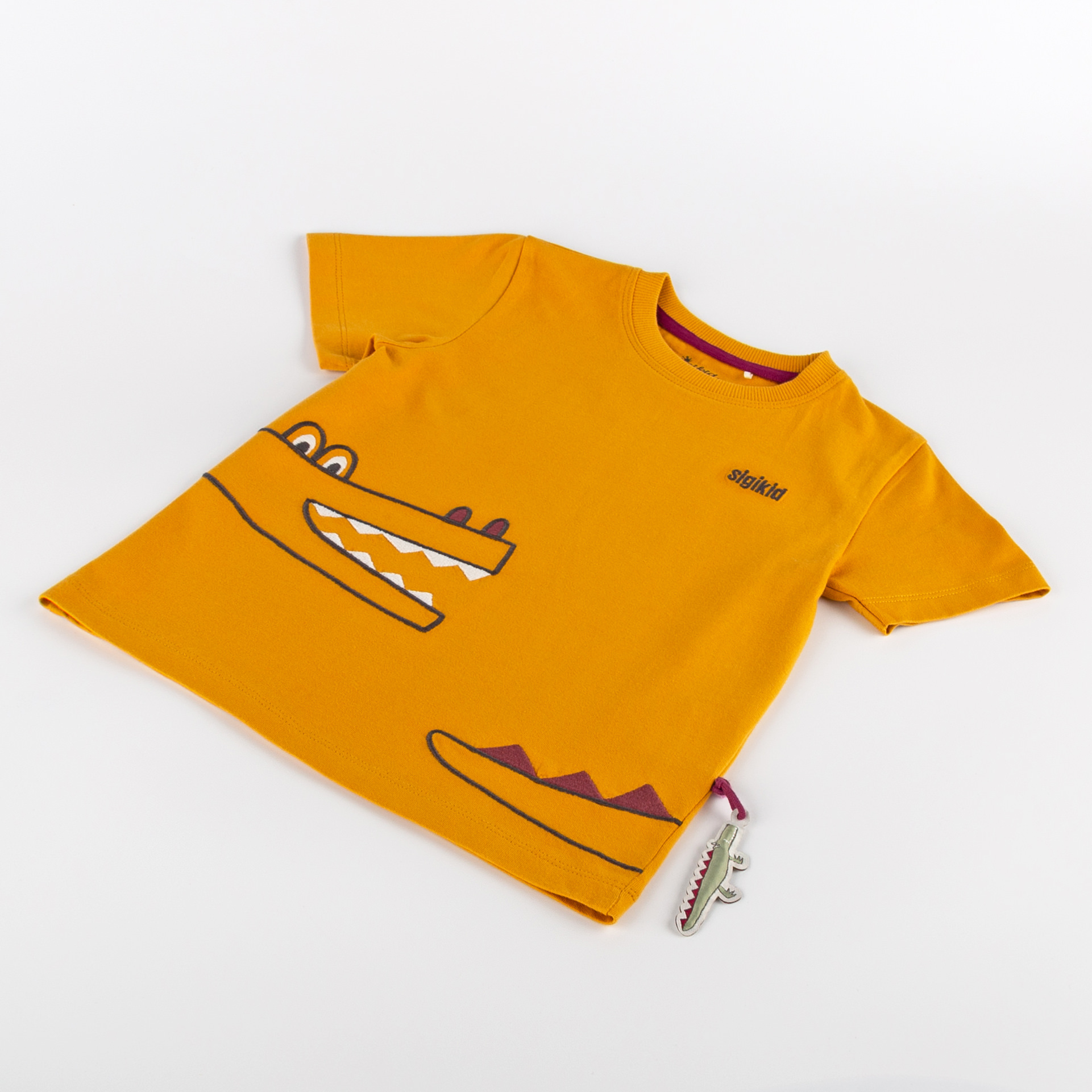Kids' boys' T-shirt Happy Crocodile, yellow