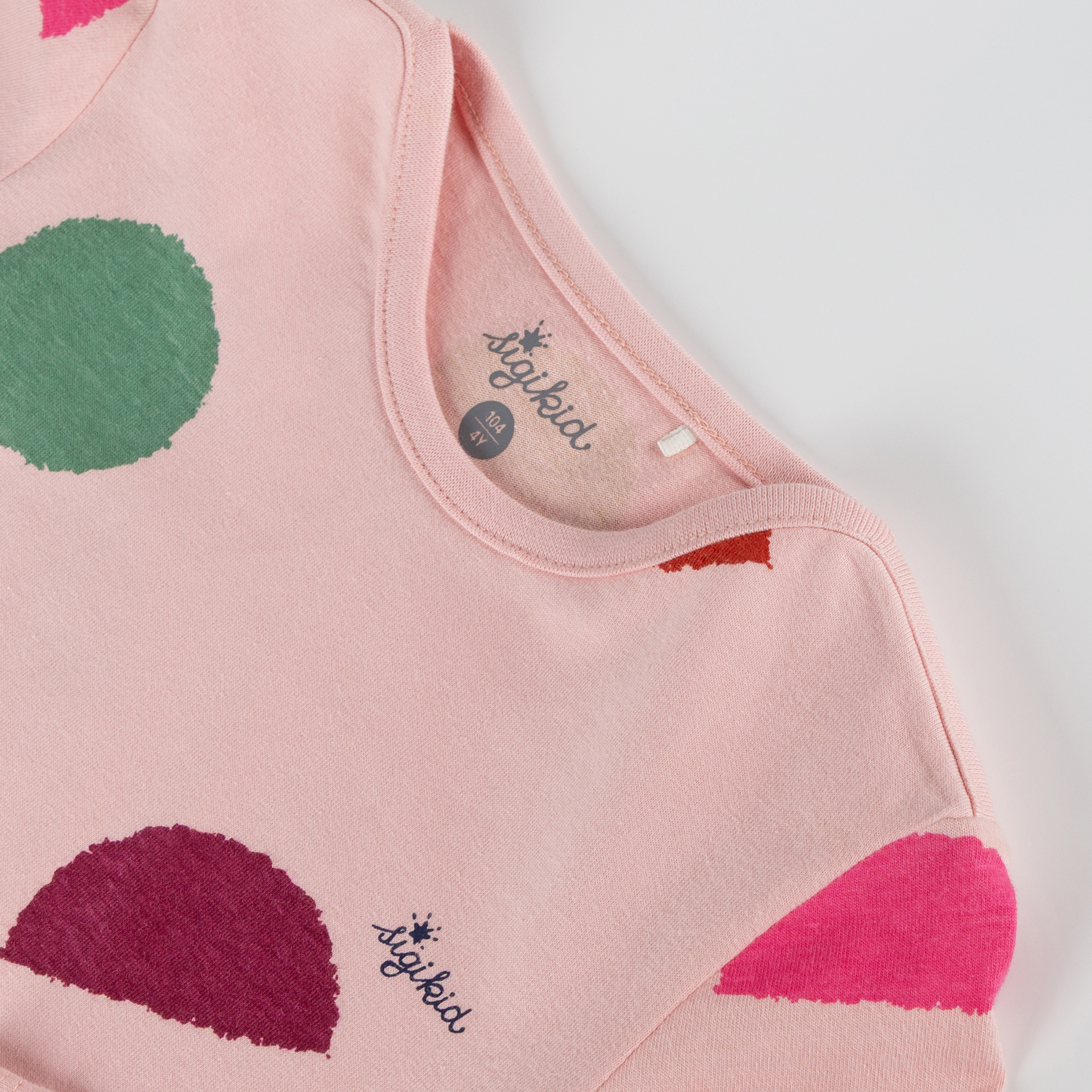 Pink children's long sleeve Tee, multicoloured print
