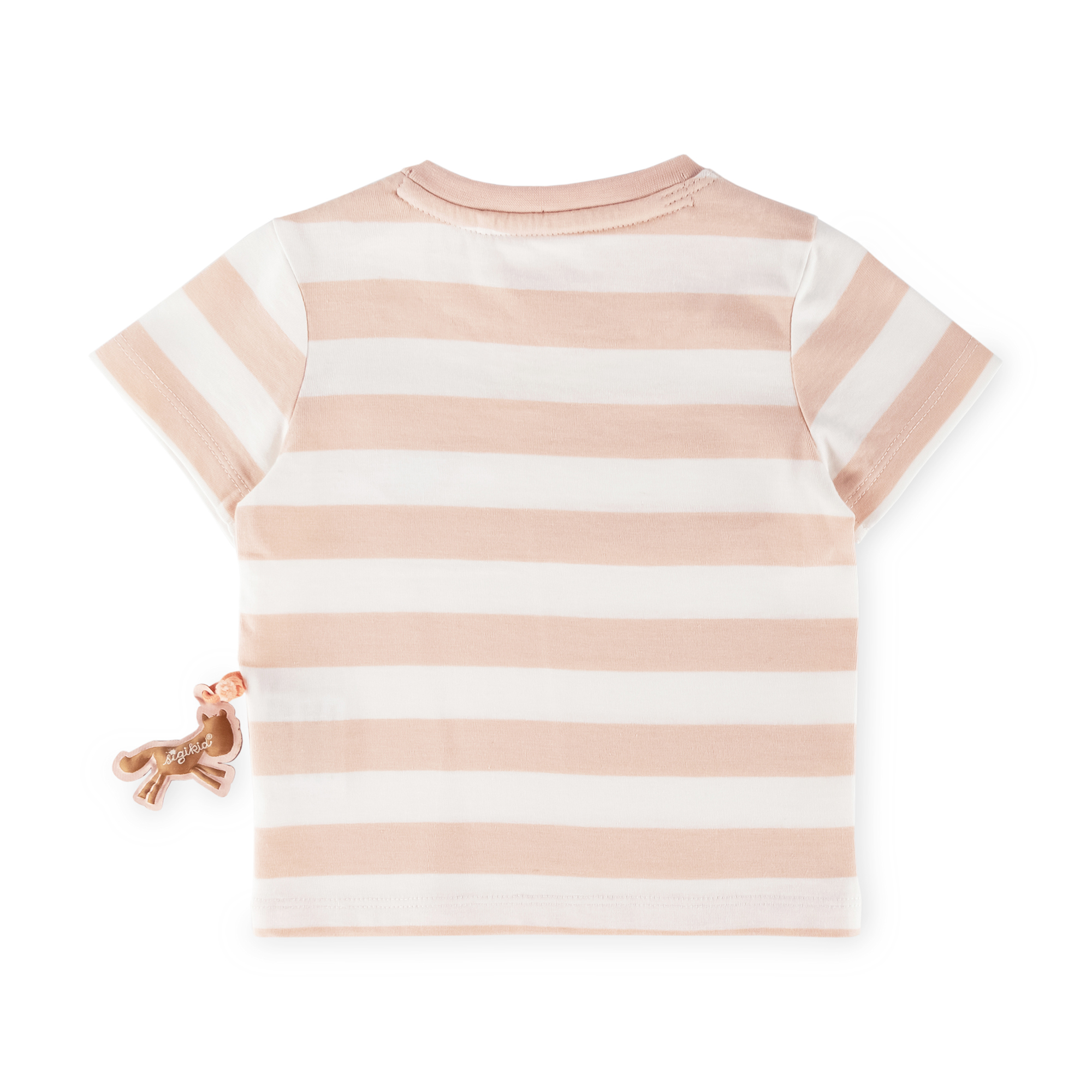 Striped baby T-shirt Funny Horse, cream/pale pink