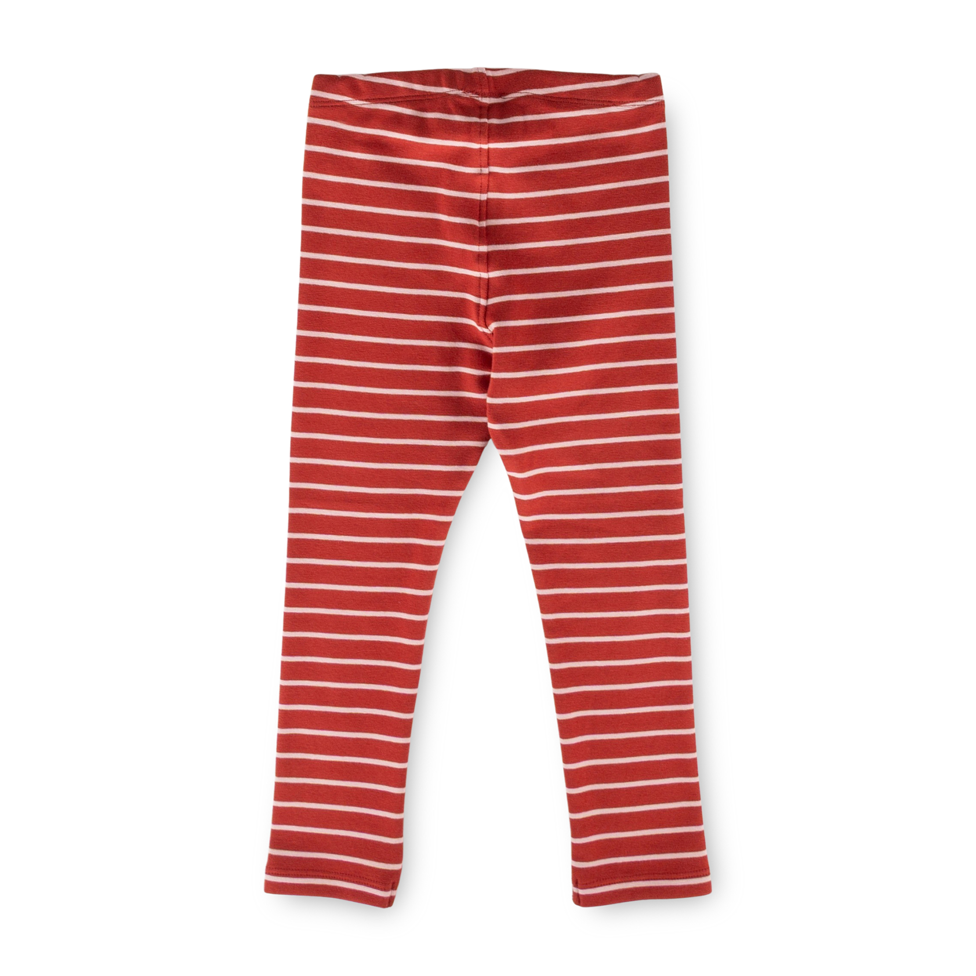 Children's rib knit leggings,red/pastel pink striped