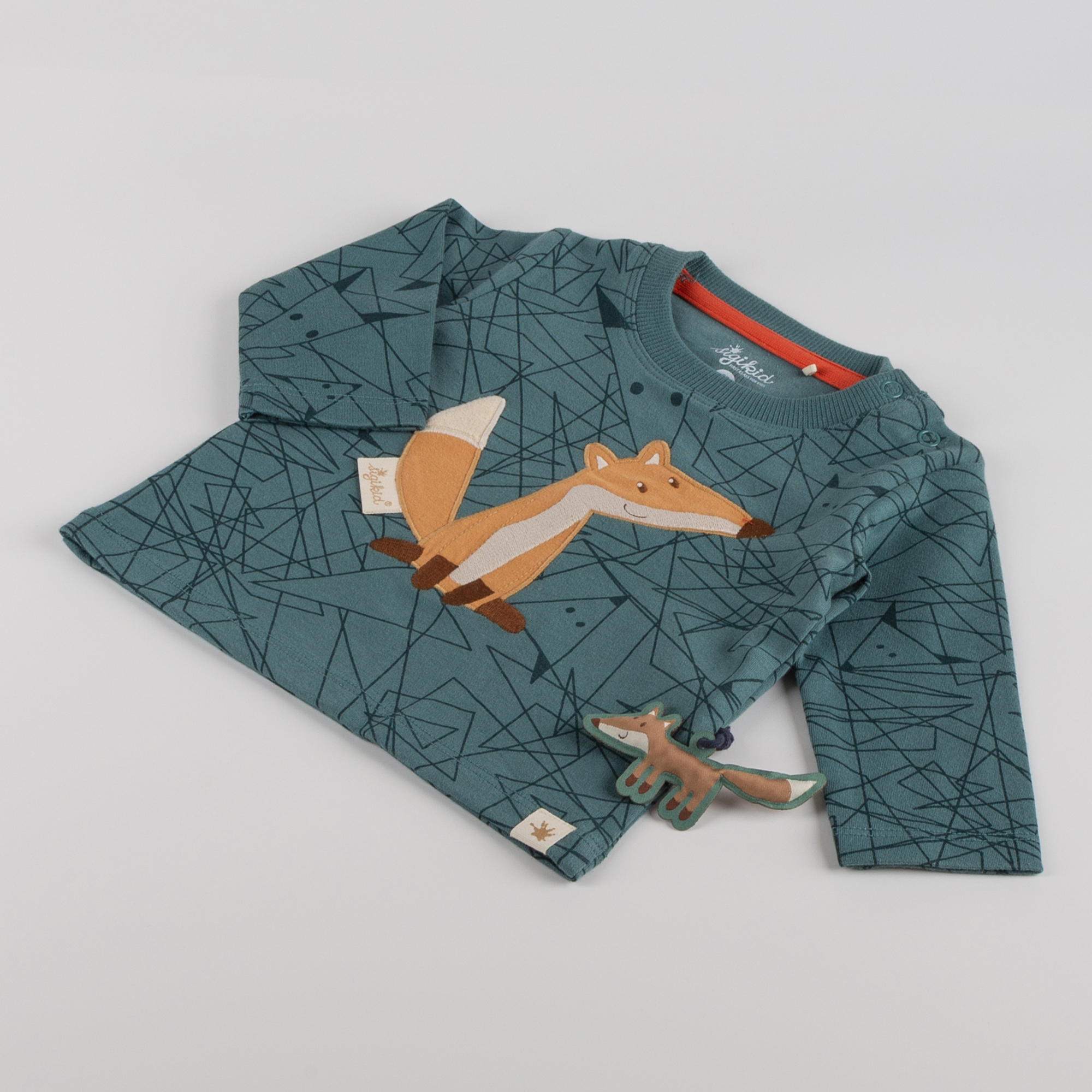 Baby long sleeve Tee Wild Fox, green, printed