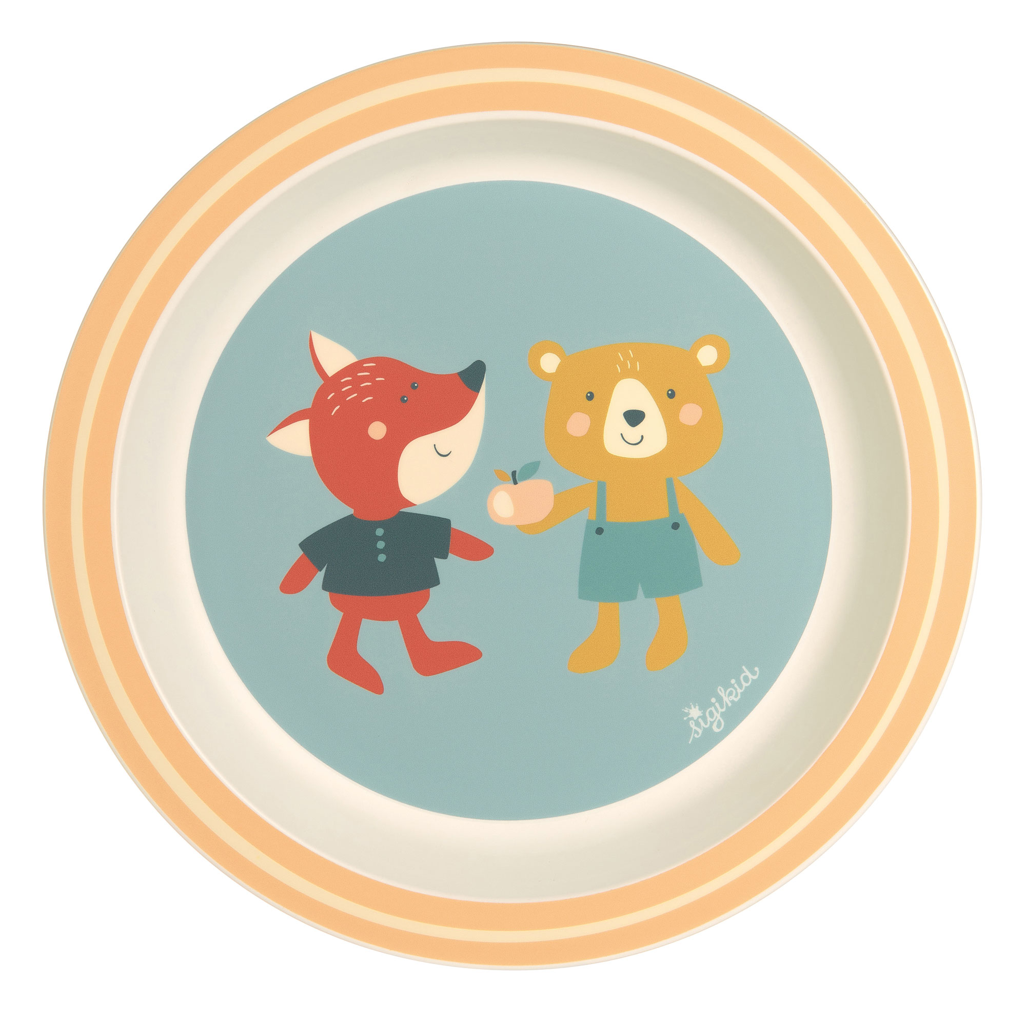 Children's plate fox & bear, "4 friends"