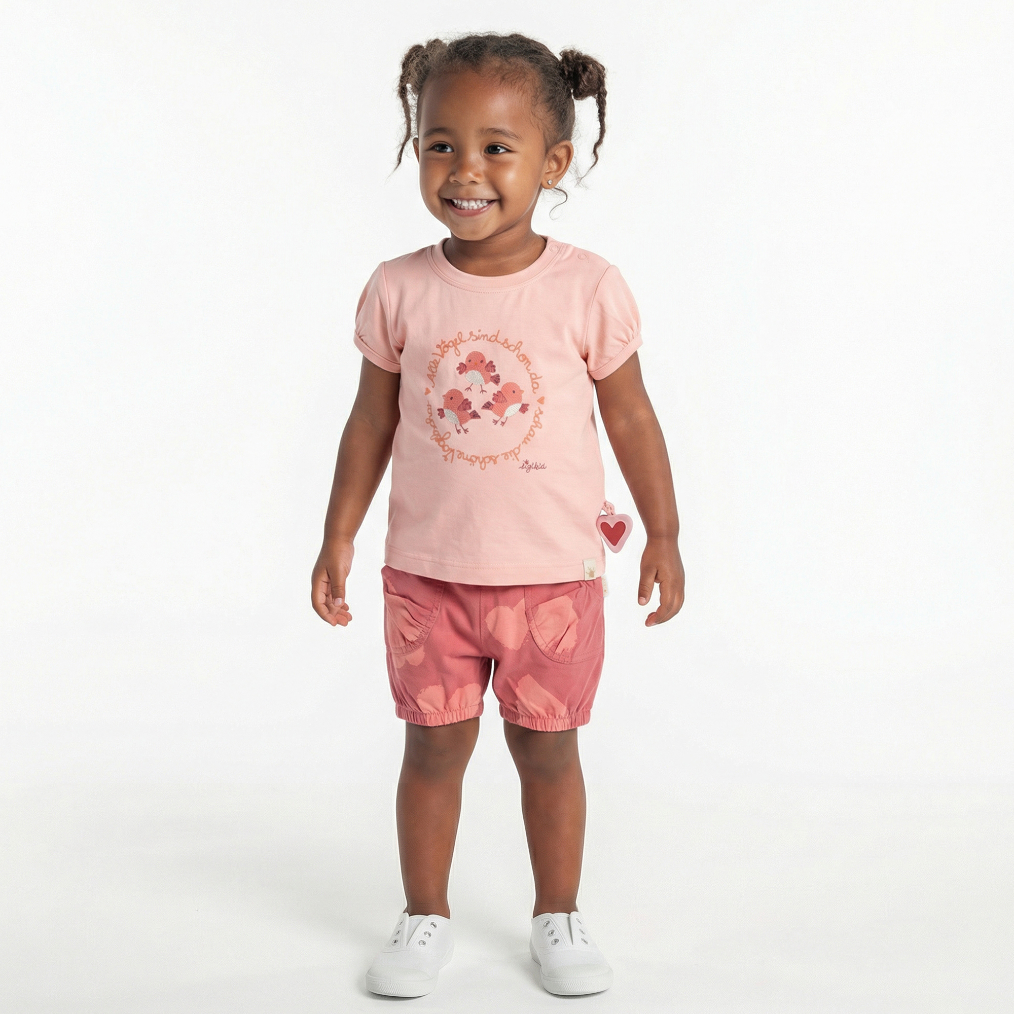 Baby Shorts mit Herzchen Print, rosarot