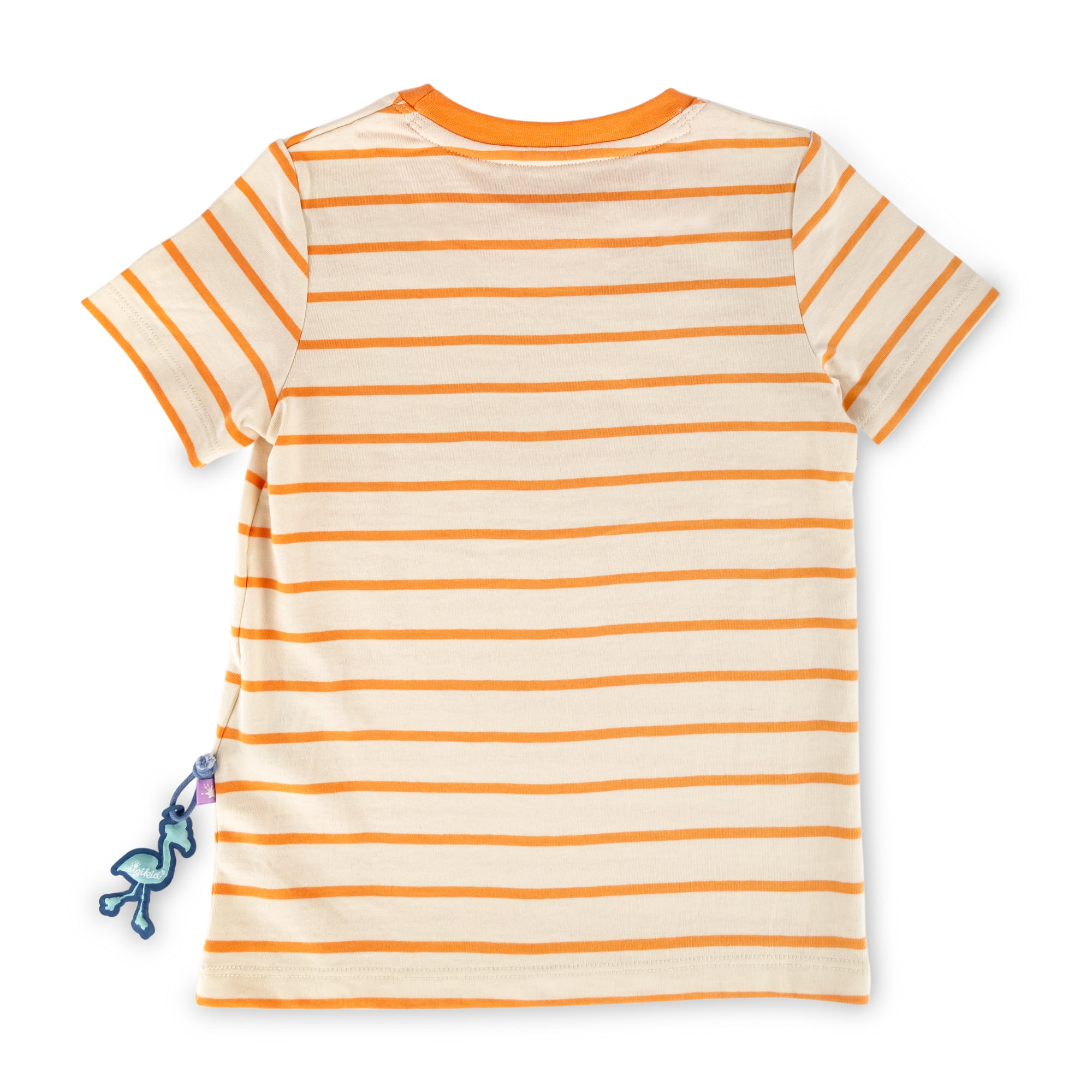 Girls' striped T-shirt flamingo, cream/orange Girls' striped T-shirt flamingo, cream/orange