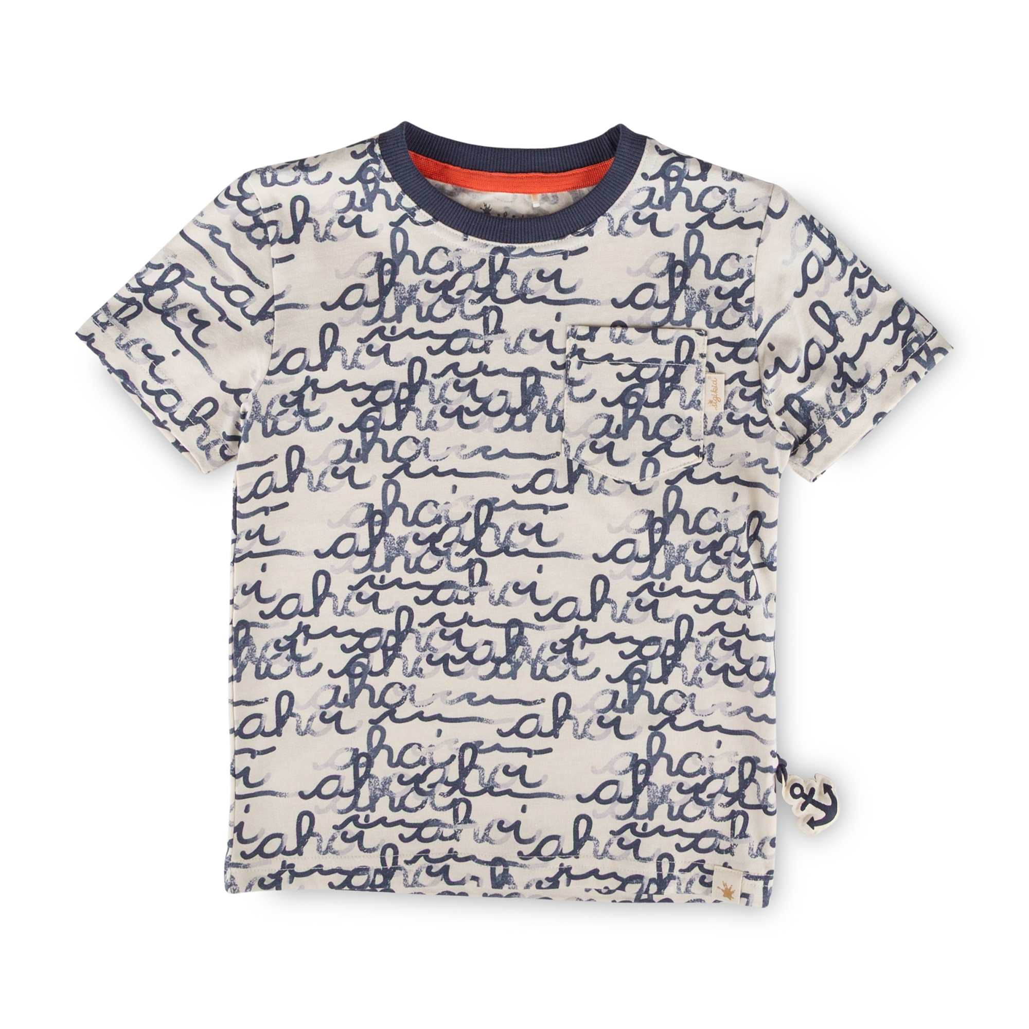 Kinder T-Shirt "Ahoi" Print, weiß mit blau