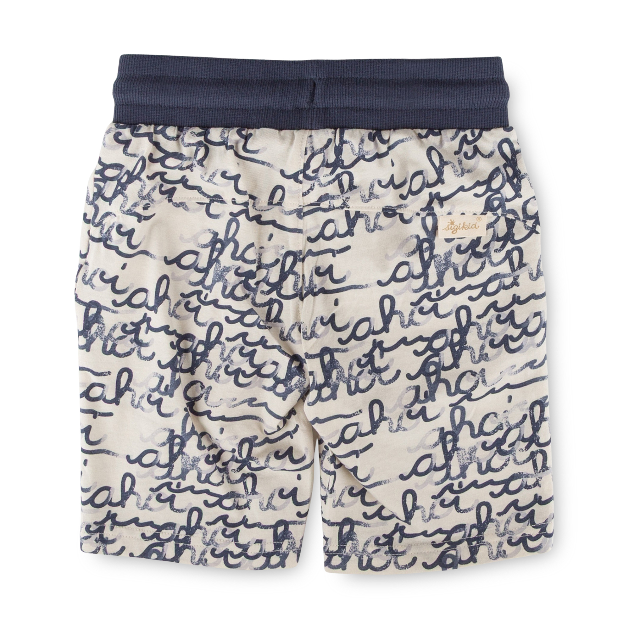 Kinder Bermuda "Ahoi" Print, weiß mit blau