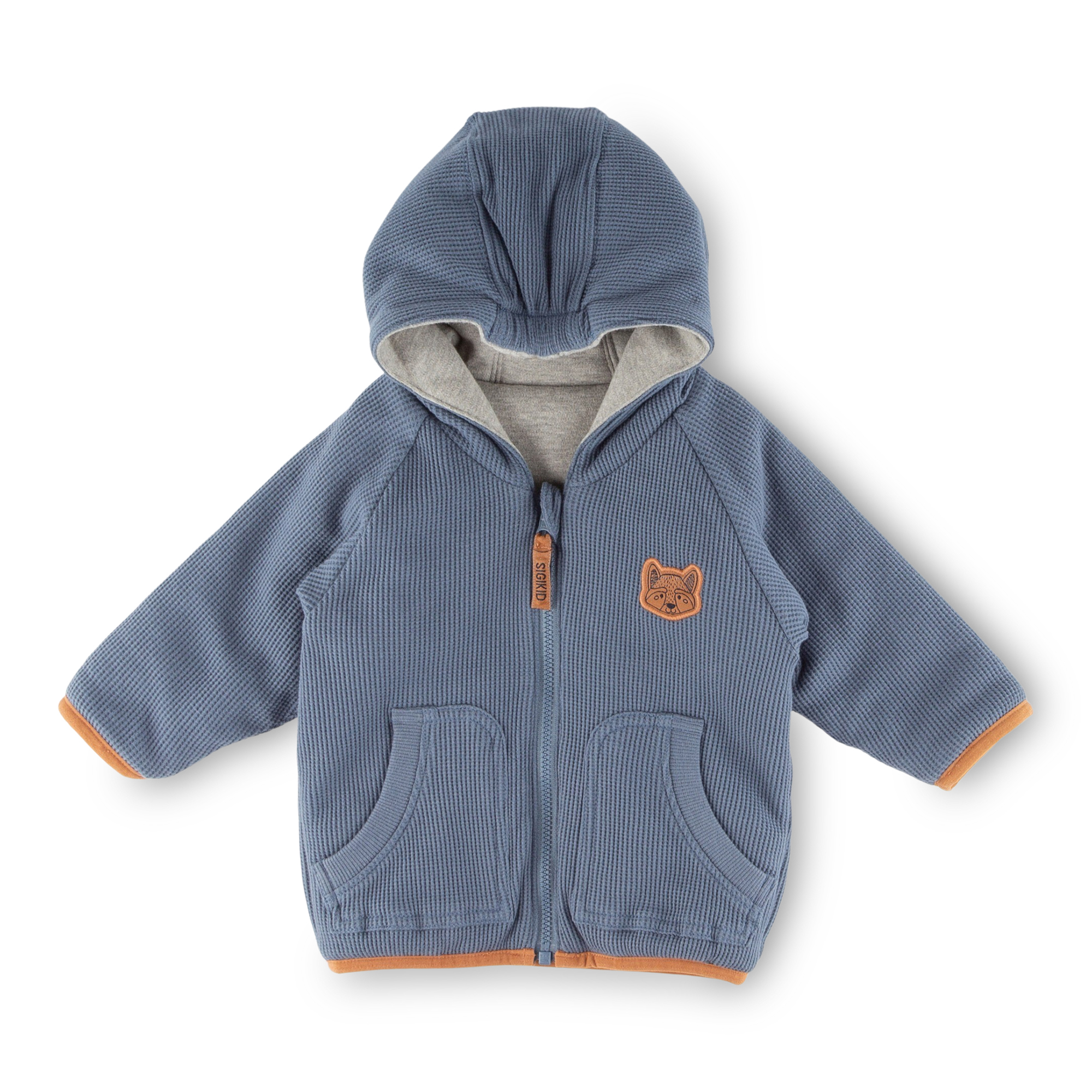 Reversible baby jacket, dual-layered, interlined