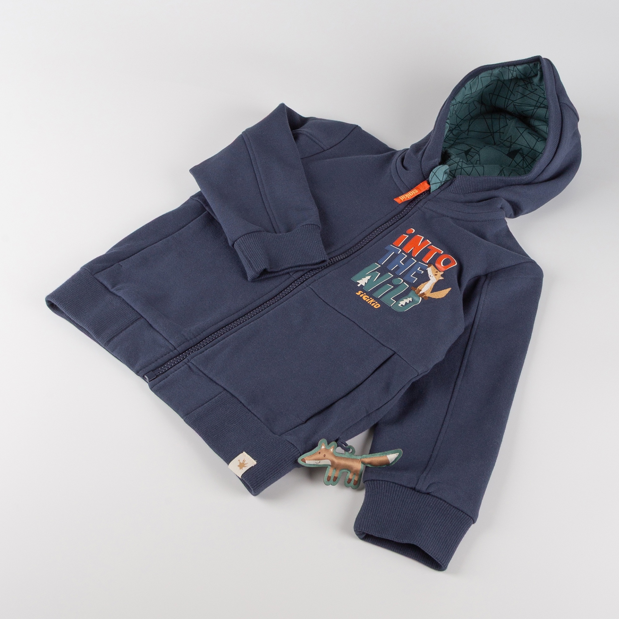 Kinder Sweatjacke mit Kapuze Wild Fox, dunkelblau Kinder Sweatjacke mit Kapuze Wild Fox, dunkelblau