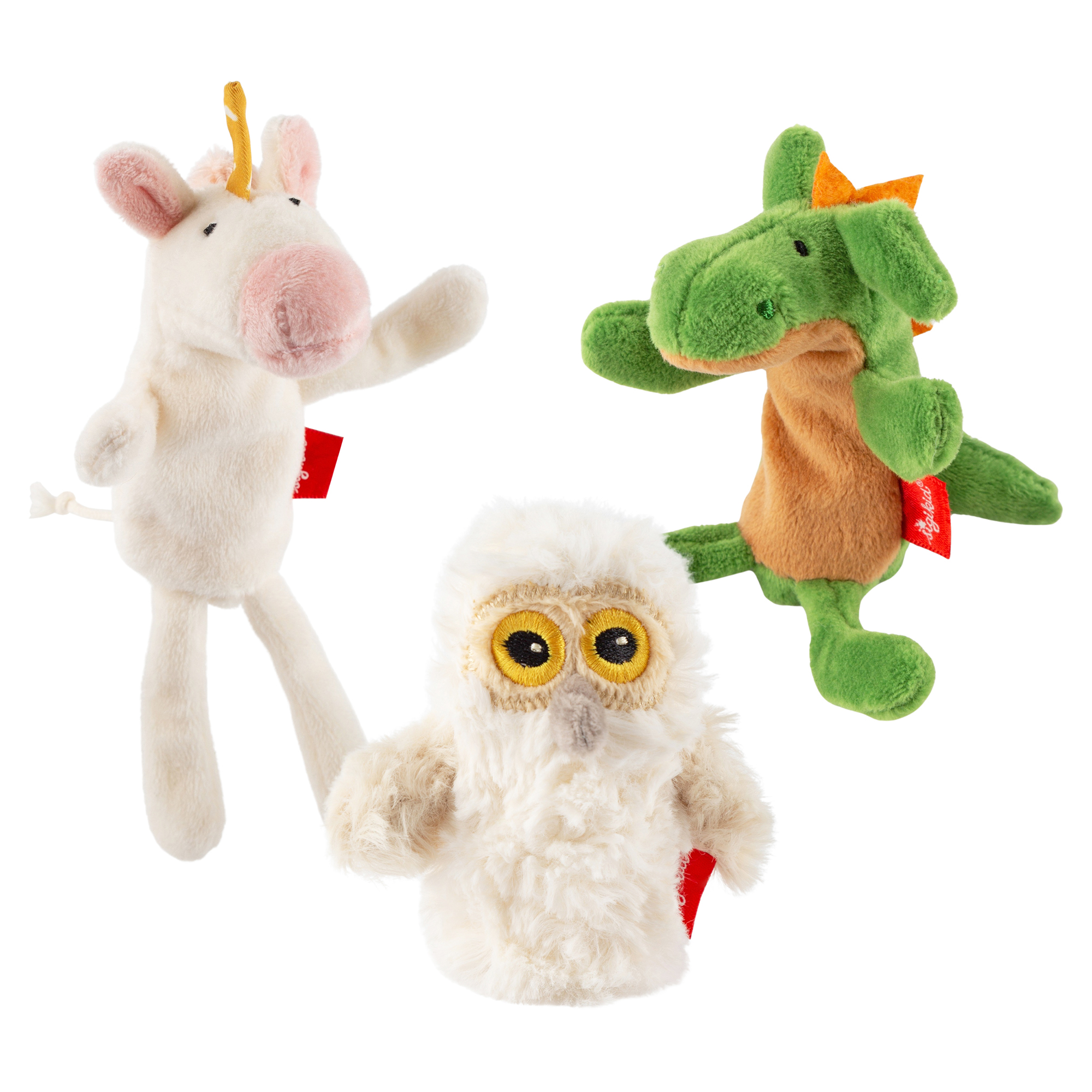 Finger puppet set unicorn, dragon and owl