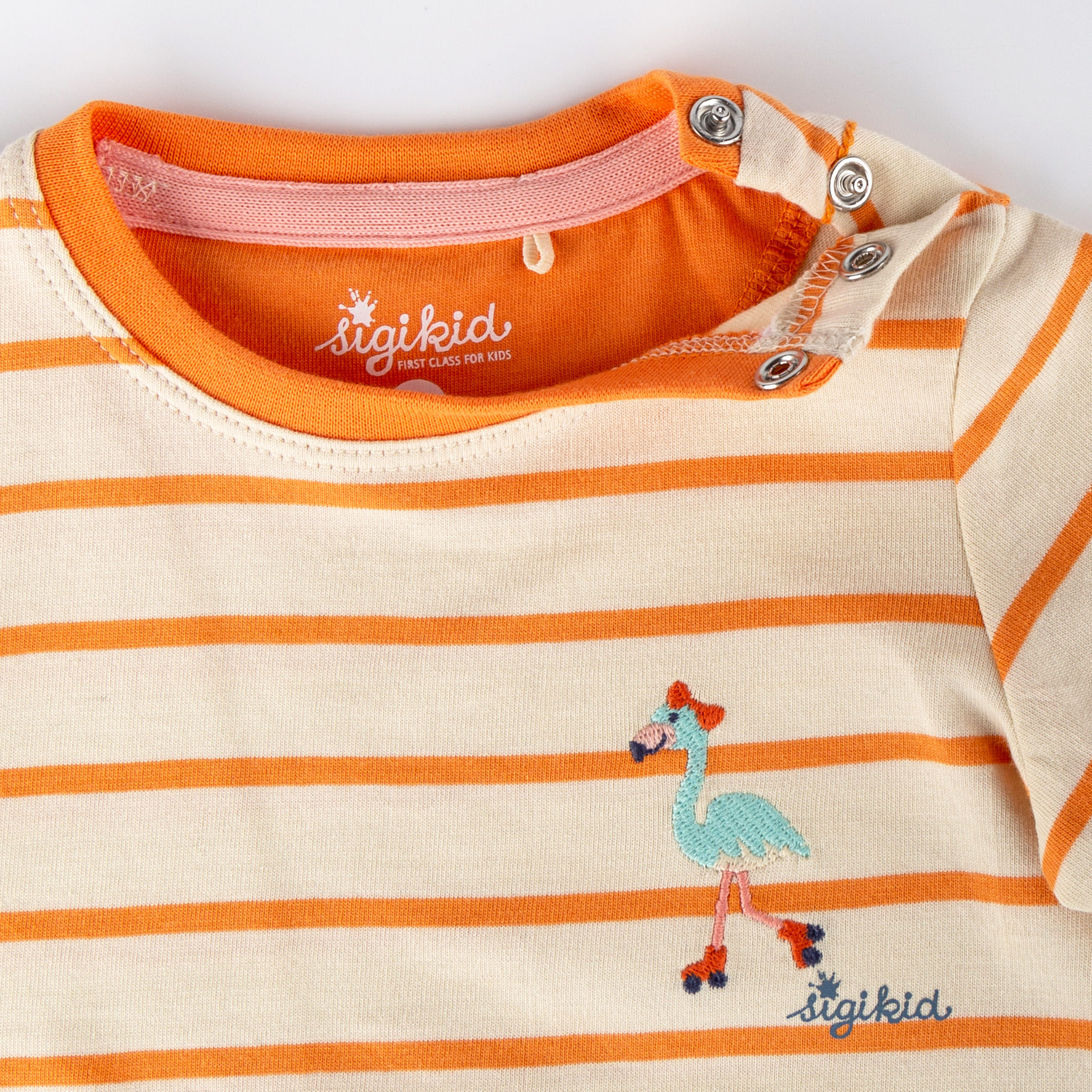 Baby Ringel T-Shirt Flamingo, orange-weiß