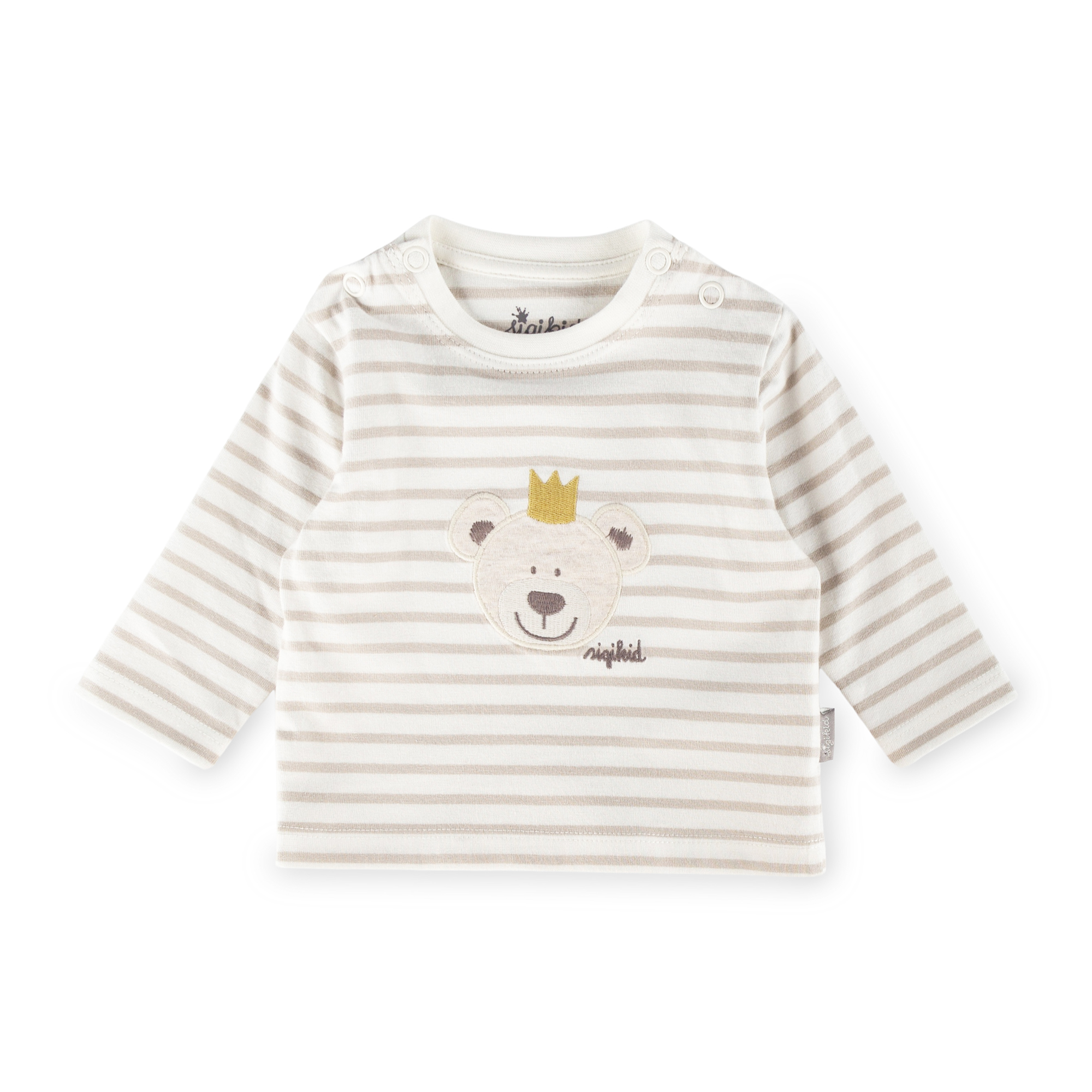 Baby Langarm Ringelshirt Krönchen Bär, beige Baby Langarm Ringelshirt Krönchen Bär, beige