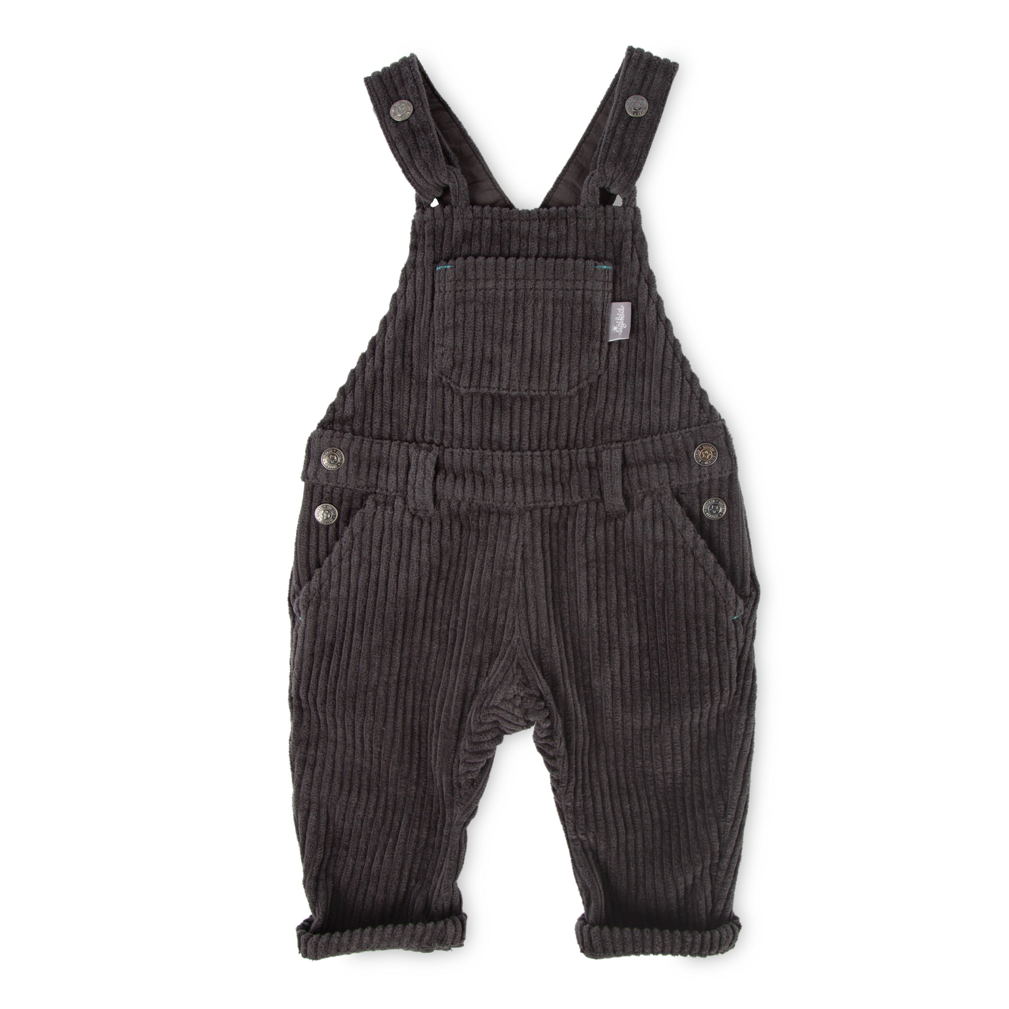 Corduroy baby dungarees with pockets, dark grey
