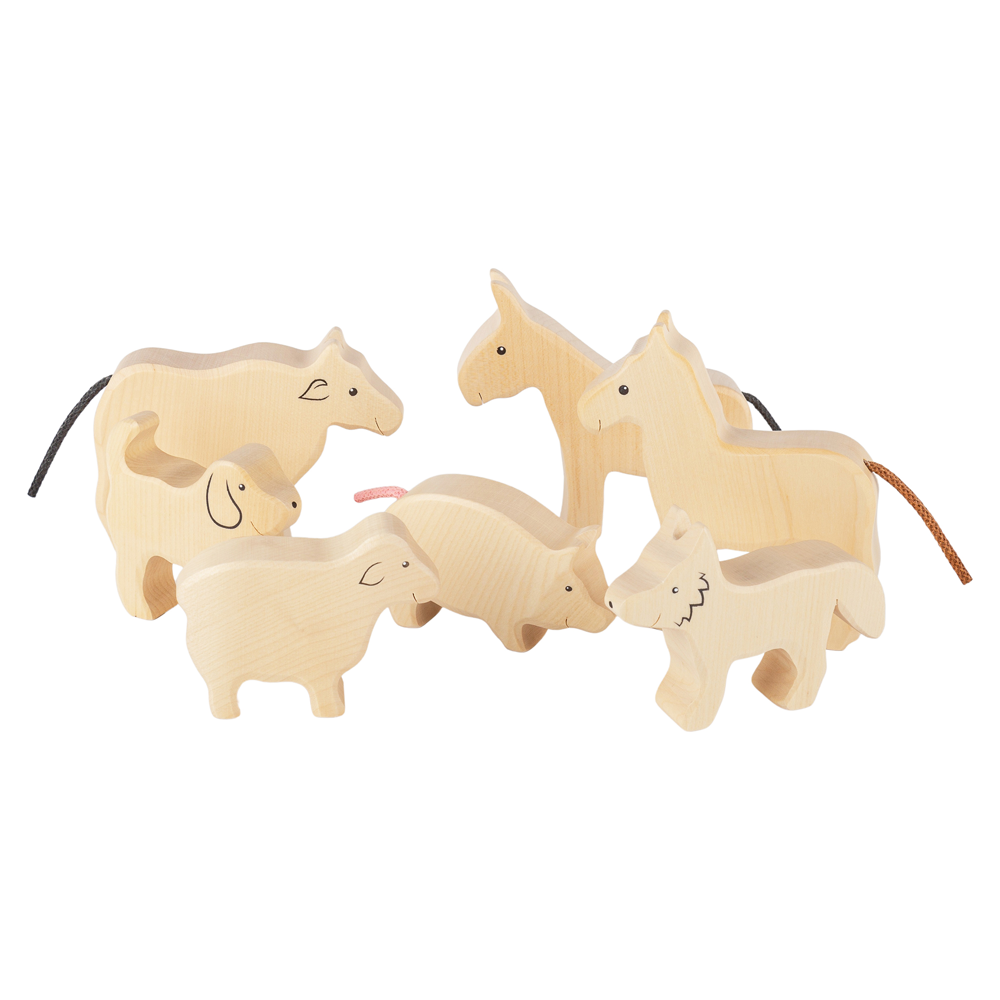 Wooden toy set of 7 farm animals