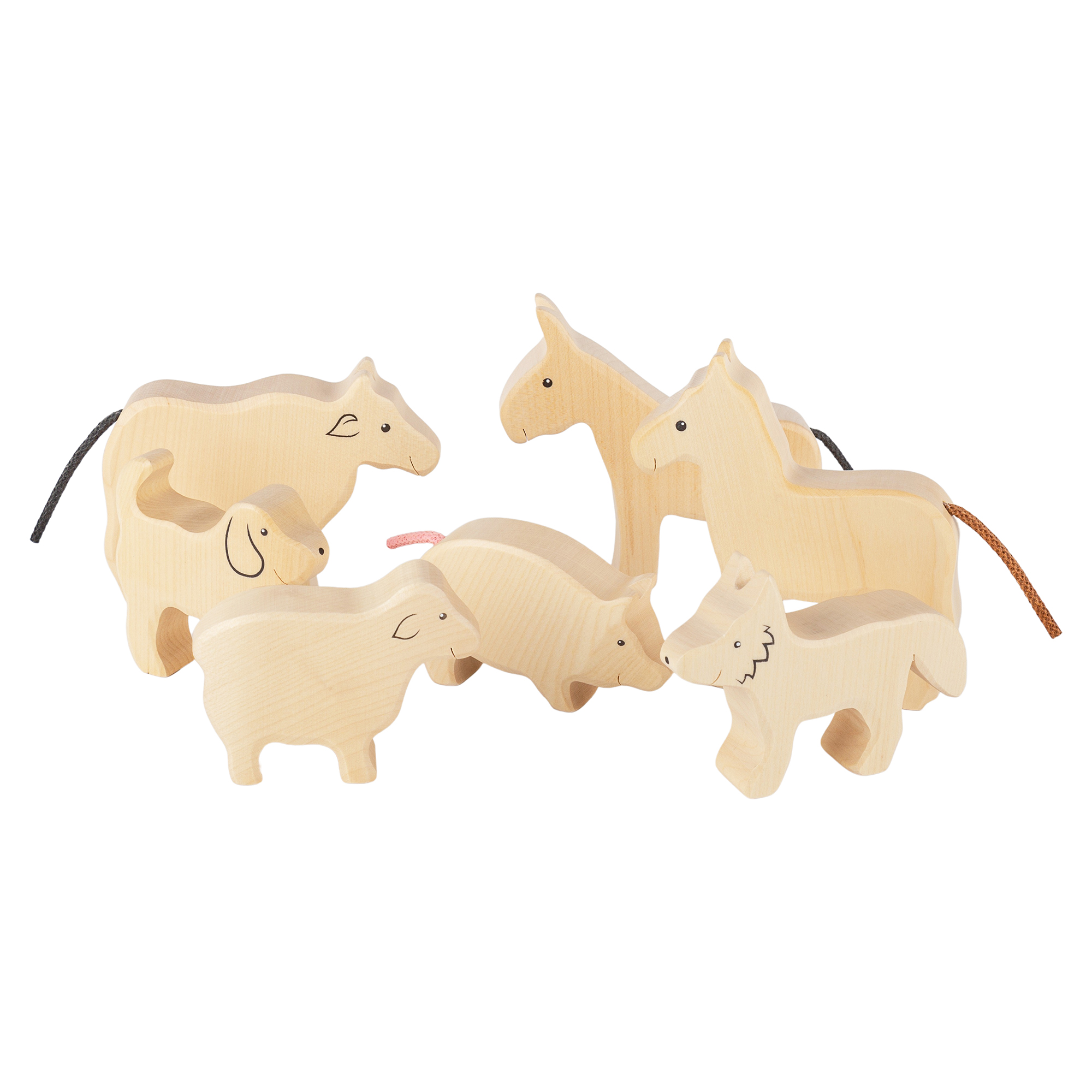 Wooden toy set of 7 farm animals Wooden toy set of 7 farm animals