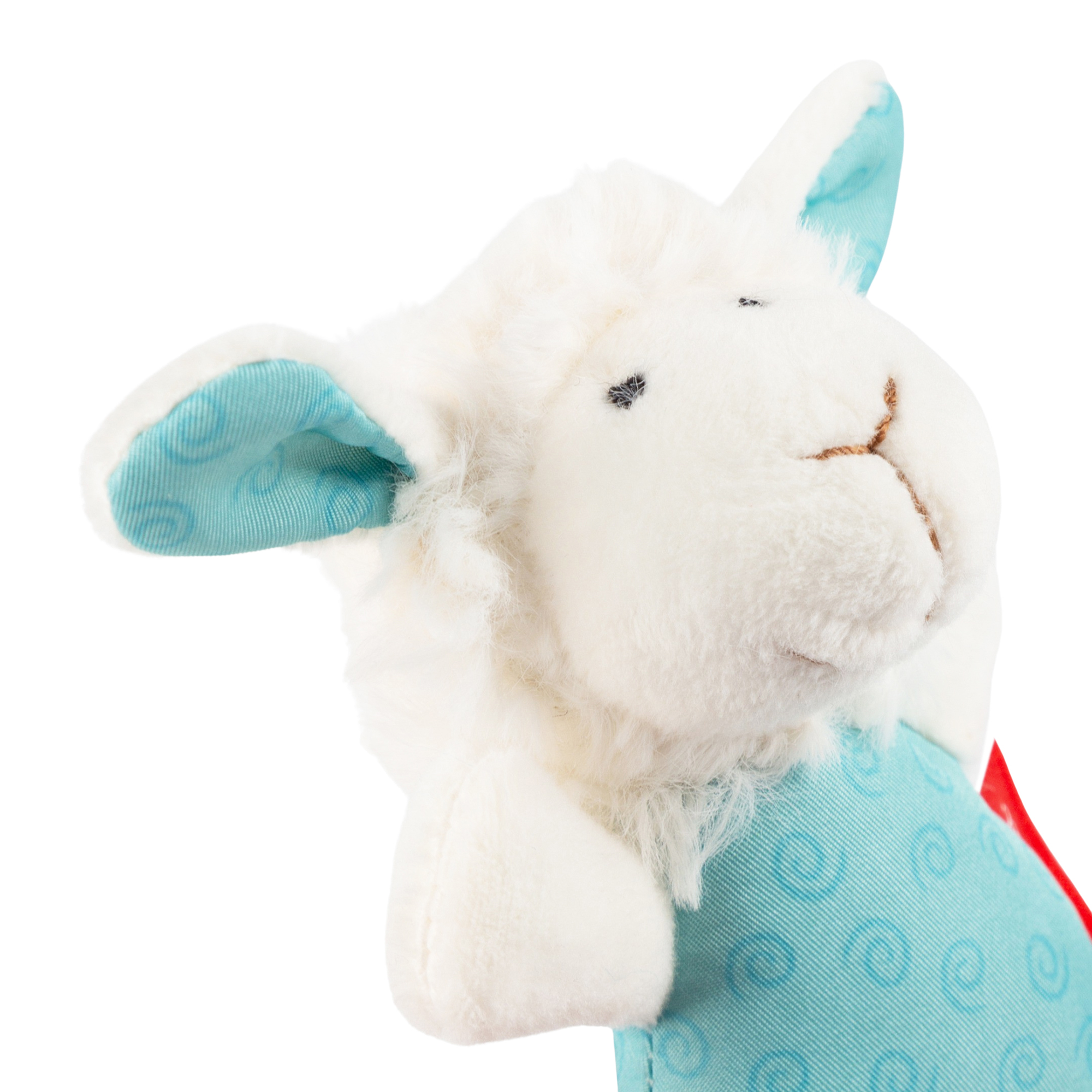 Baby grasping soft toy rattle sheep