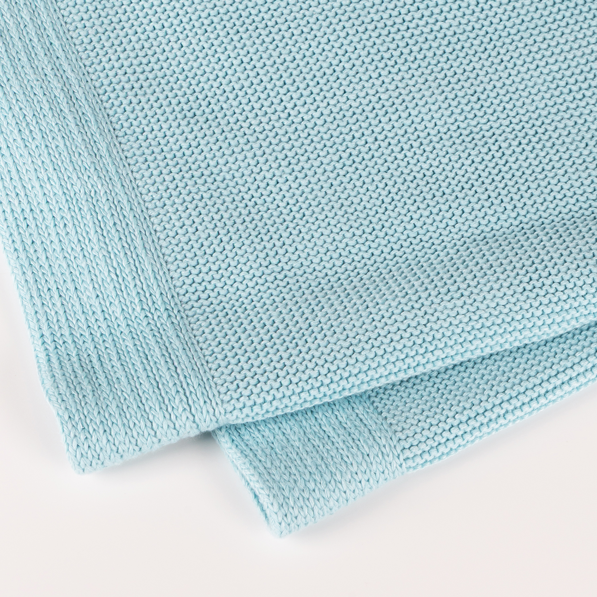 Soft knitted baby blanket, light blue, Knitted Love