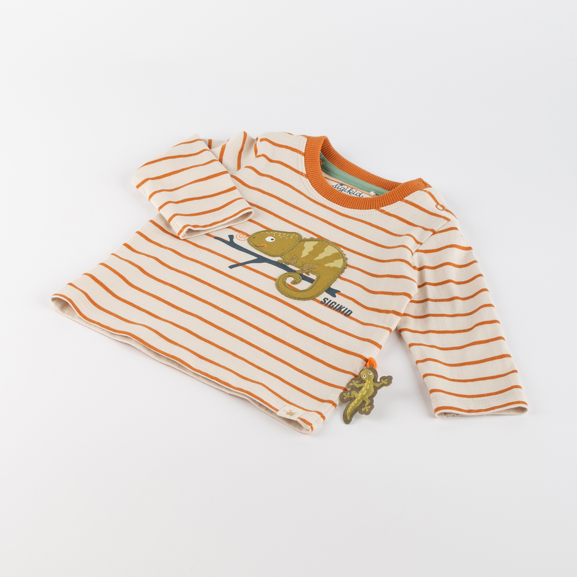 Gestreiftes Baby Langarmshirt Chamäleon, Jungle