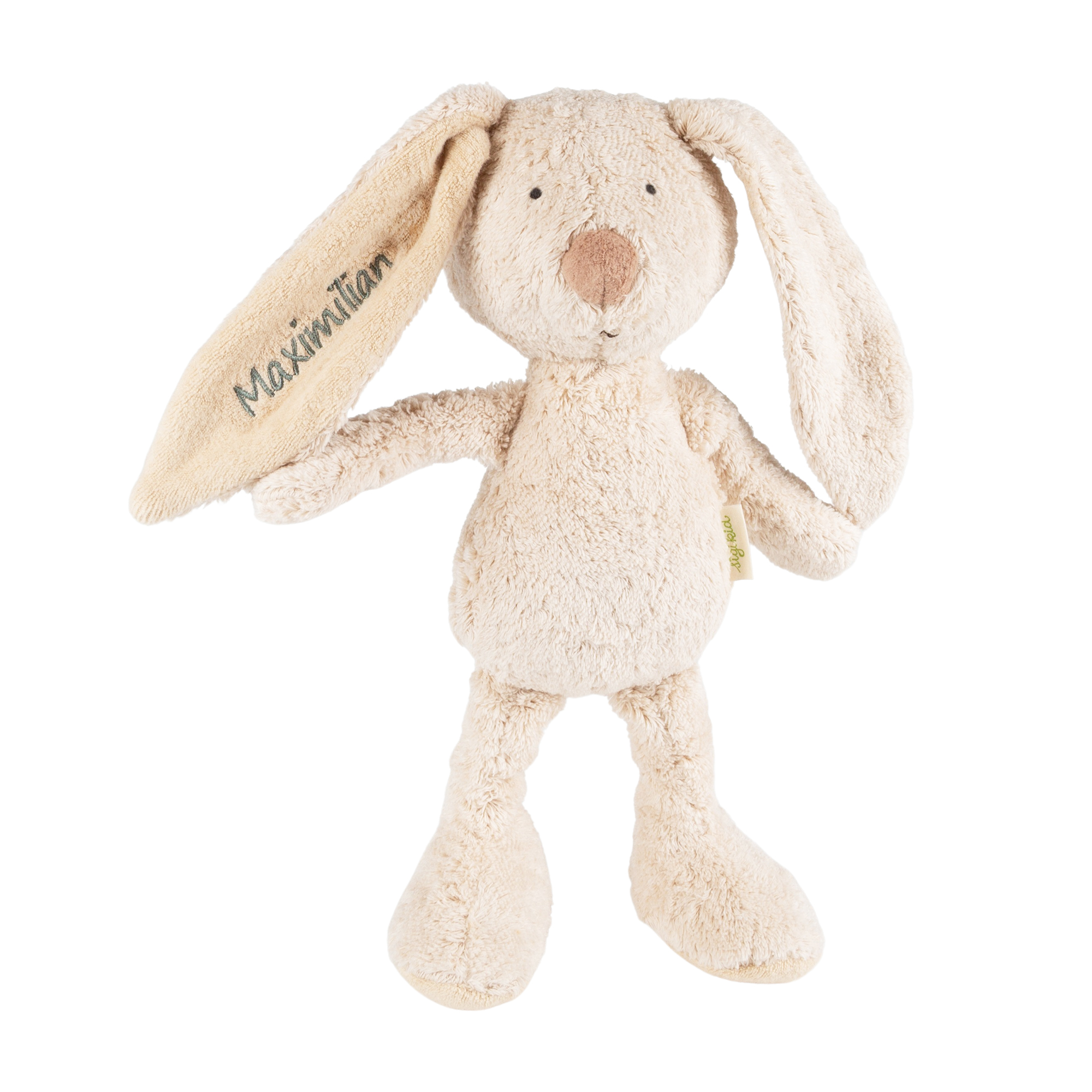 Kuscheltier Hase mit Namens-Stickerei, Bio-Baumwolle & Schurwolle, Pure Collection