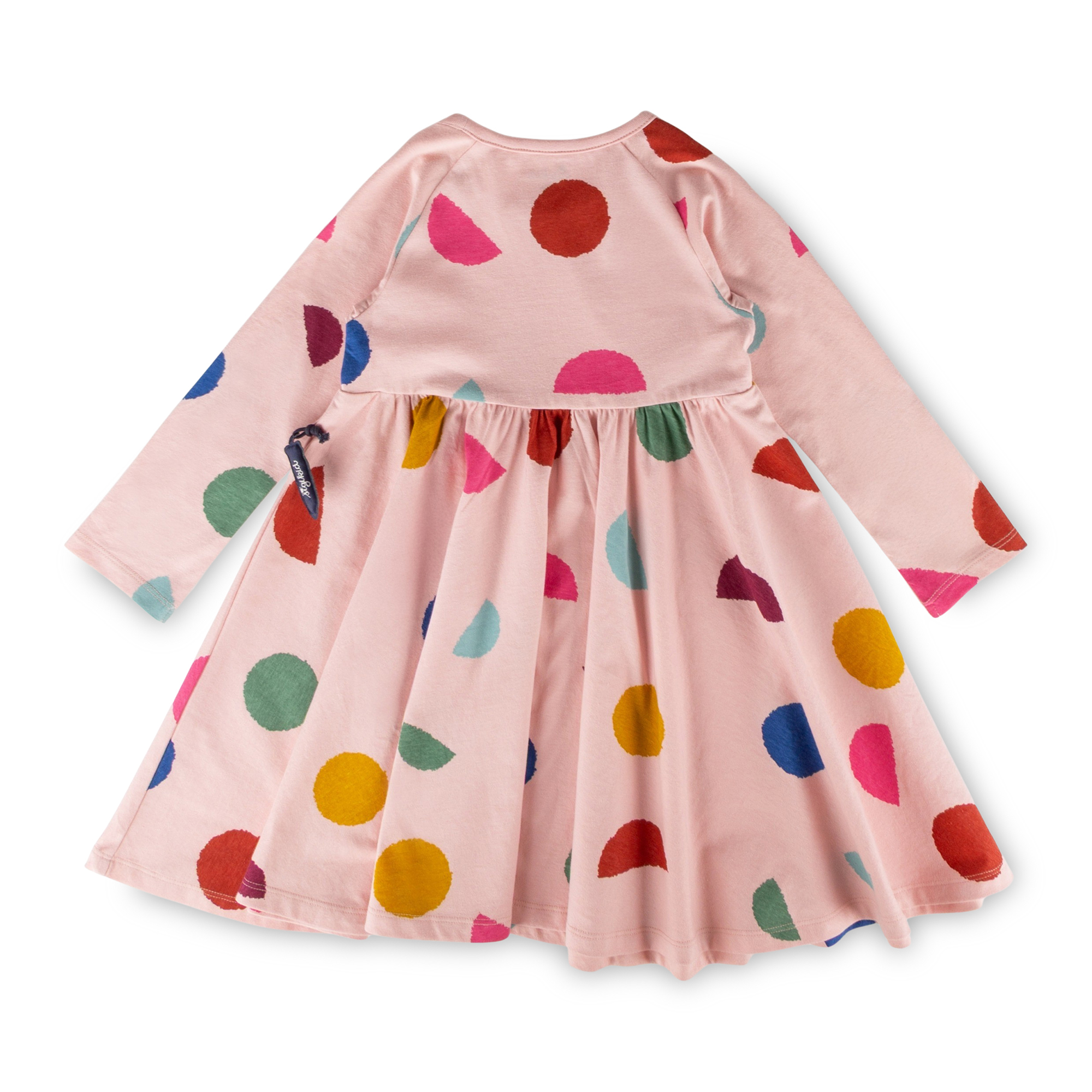 Girls' long sleeve dress, pink/multicoloured print