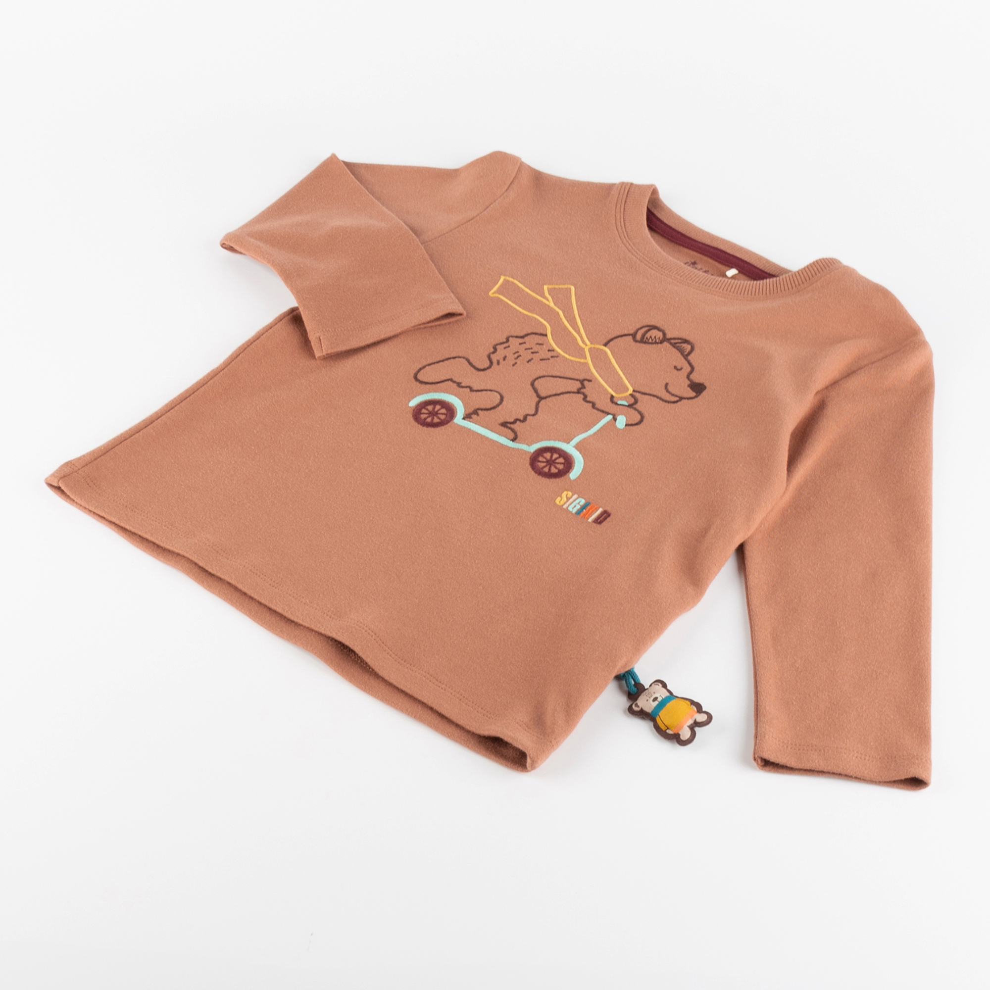 Children's long-sleeve Tee scooter bear, Winter Animals