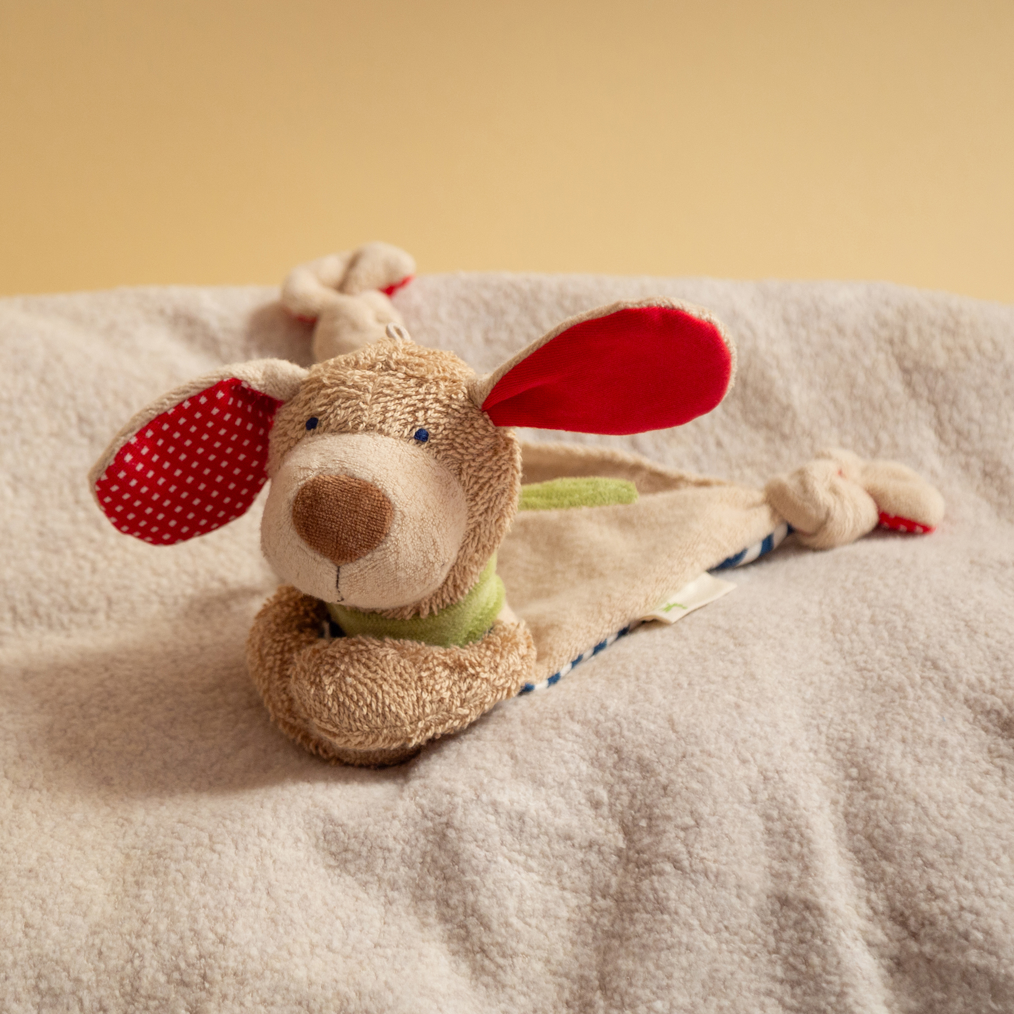Organic baby comforter blankie dog, Green