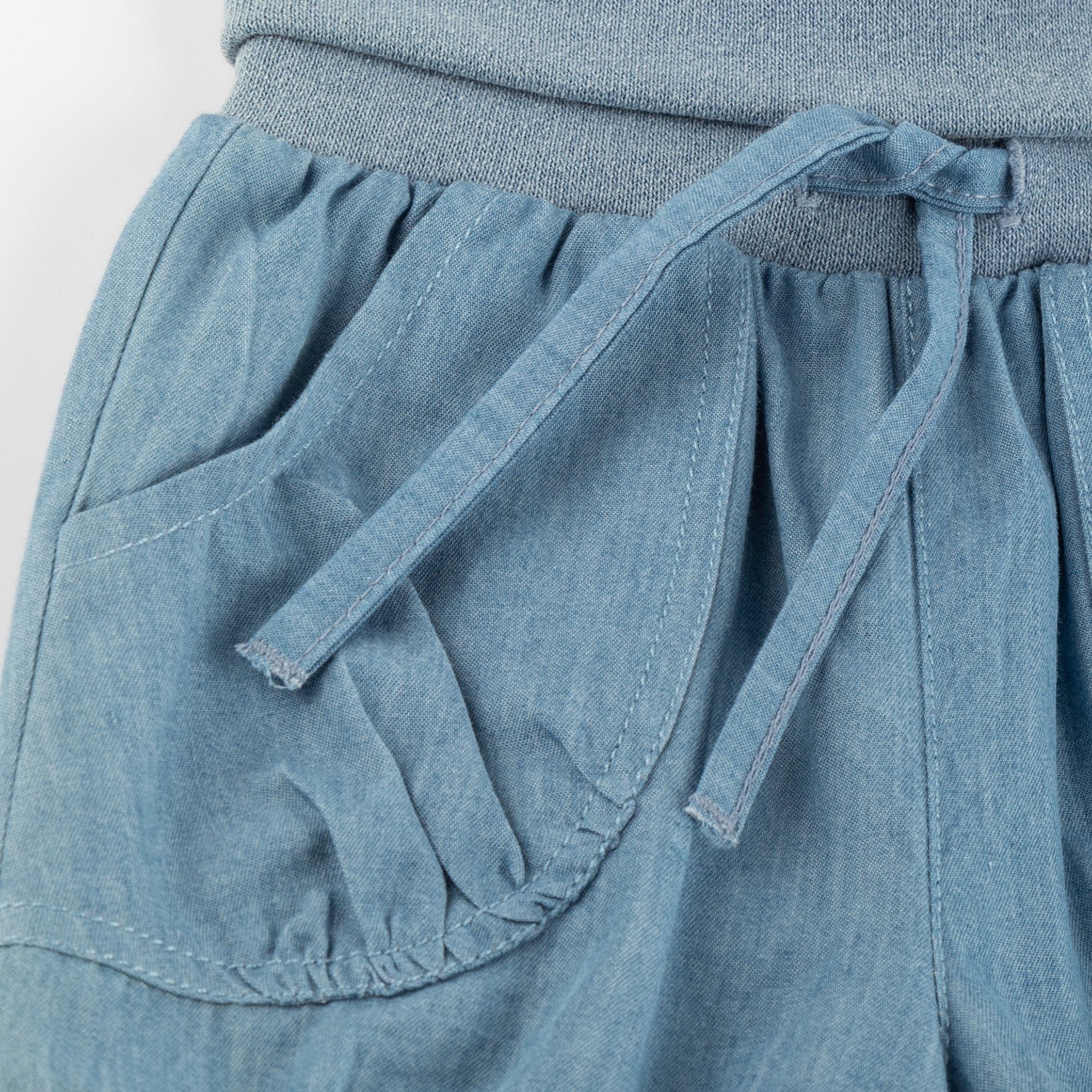 Light blue baby chambray shorts Happy Ladybug