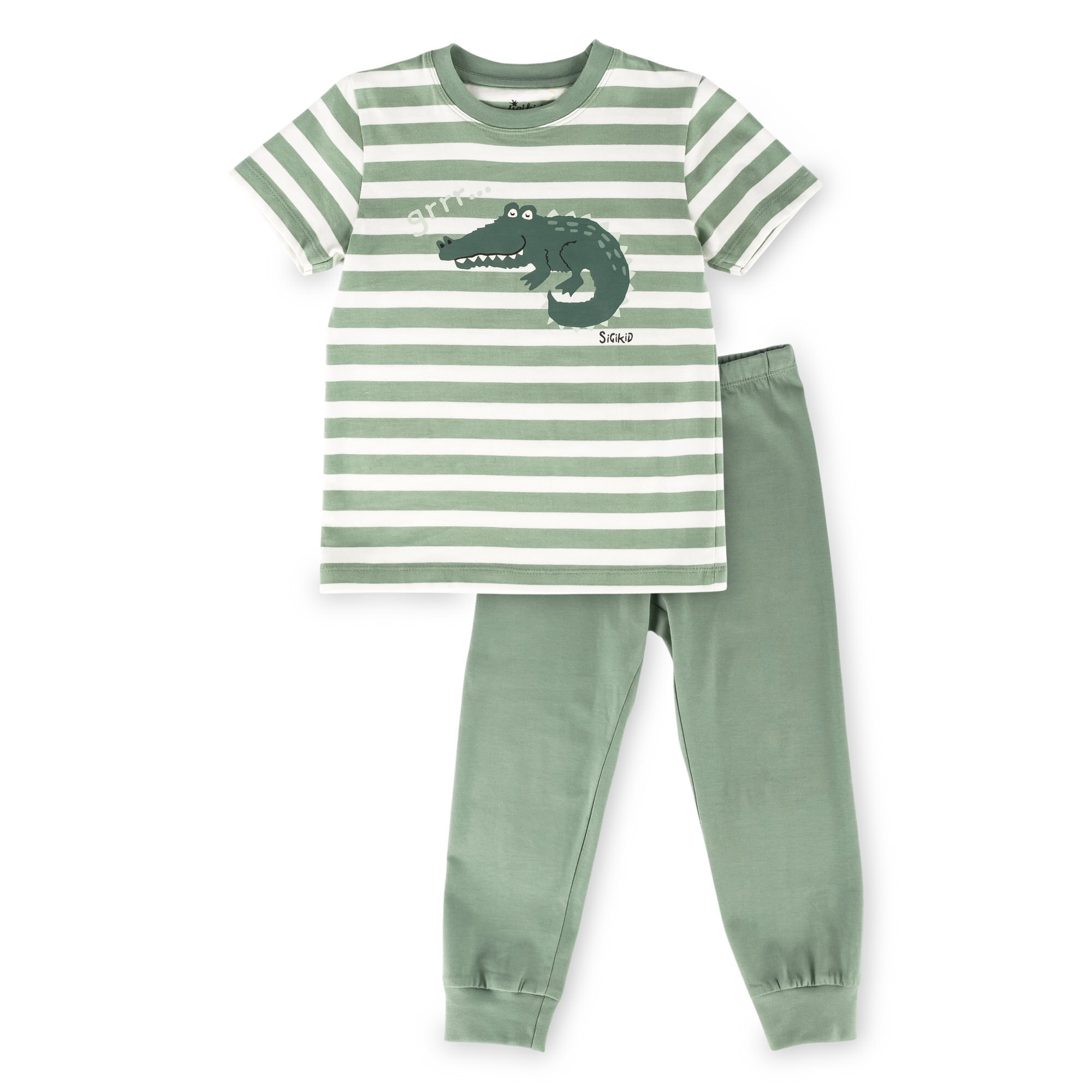 Children's long pants short sleeve pyjamas sleepy crocodile