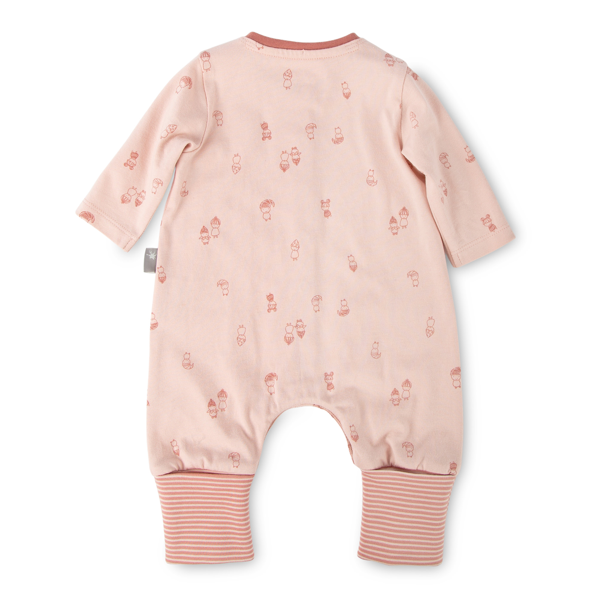 Newborn baby long sleeve romper, foldable leg cuffs, pink
