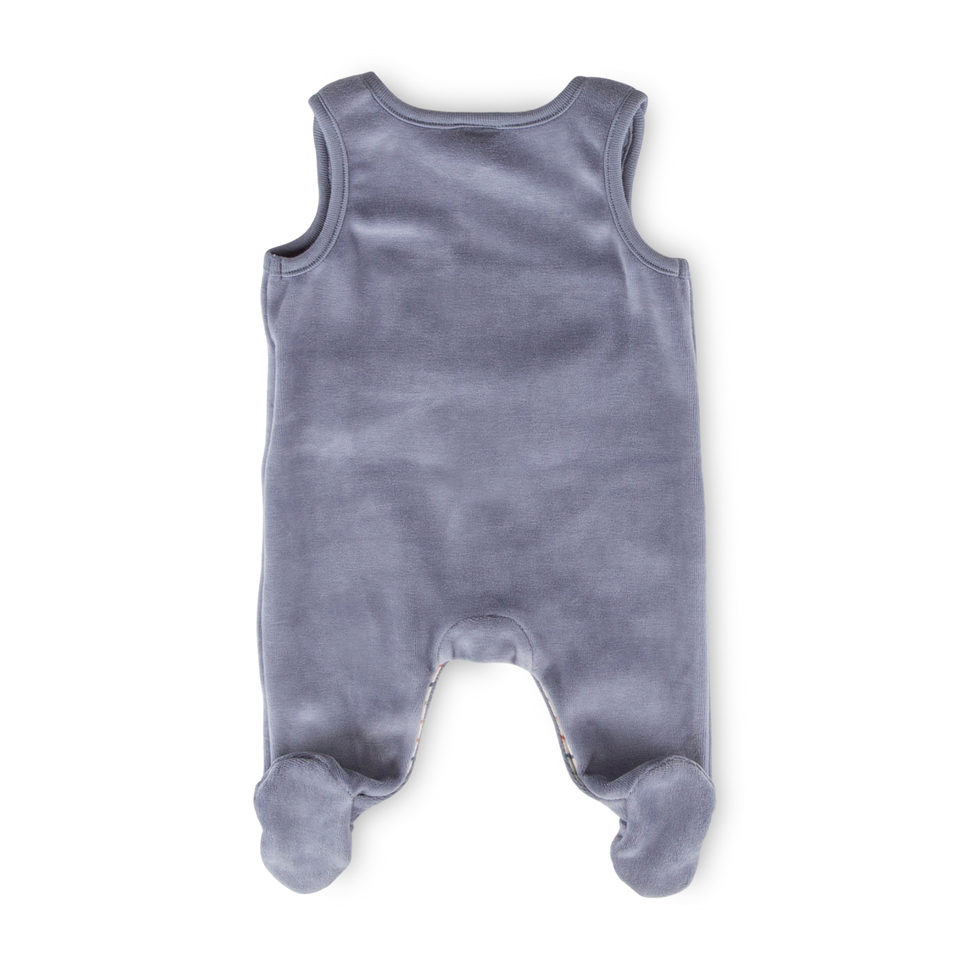 Newborn baby velour romper mouse, blue