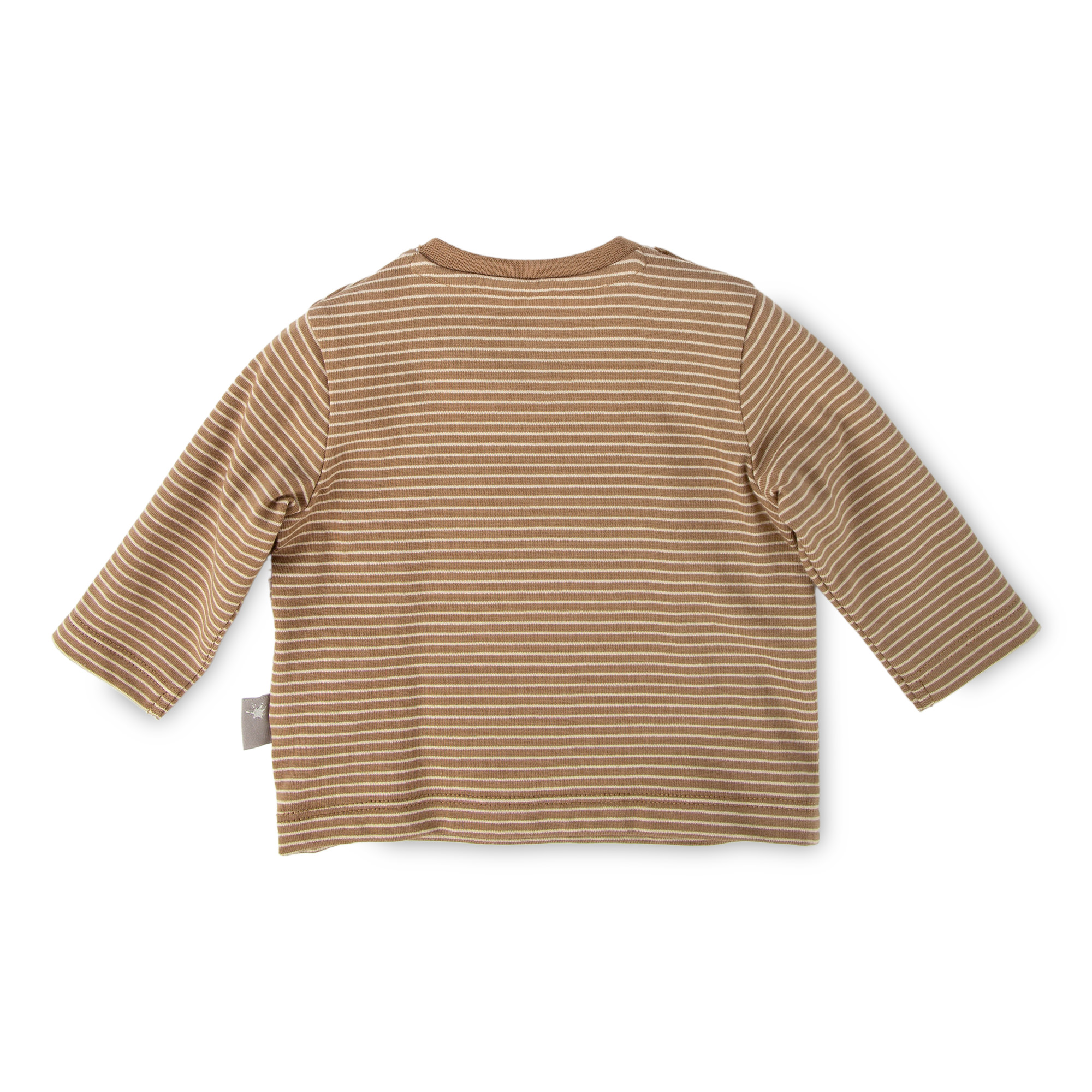 Striped newborn baby long sleeve Tee, peanut brown, embroidered