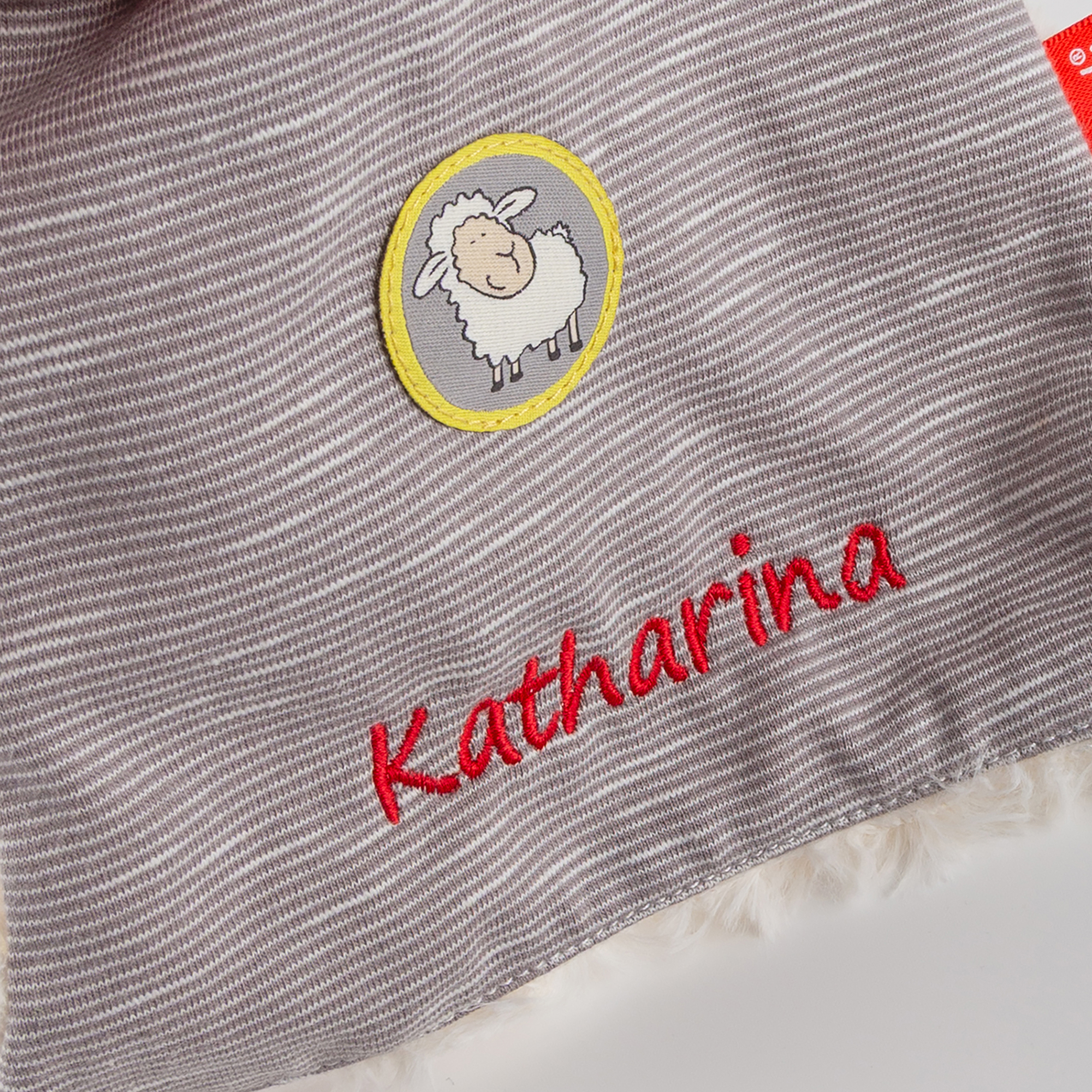 Baby comforter sheep, name embroidery
