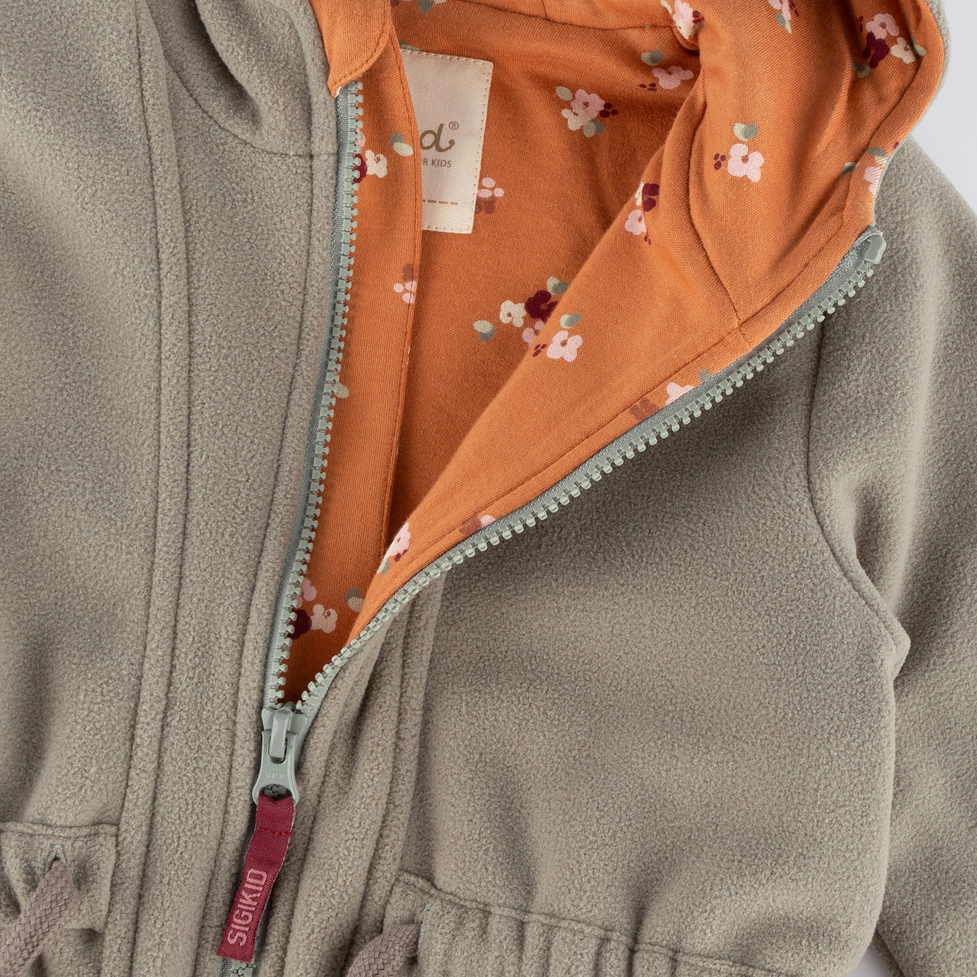 Kinder Fleecejacke mit Kapuze und Stickmotiv Blumen