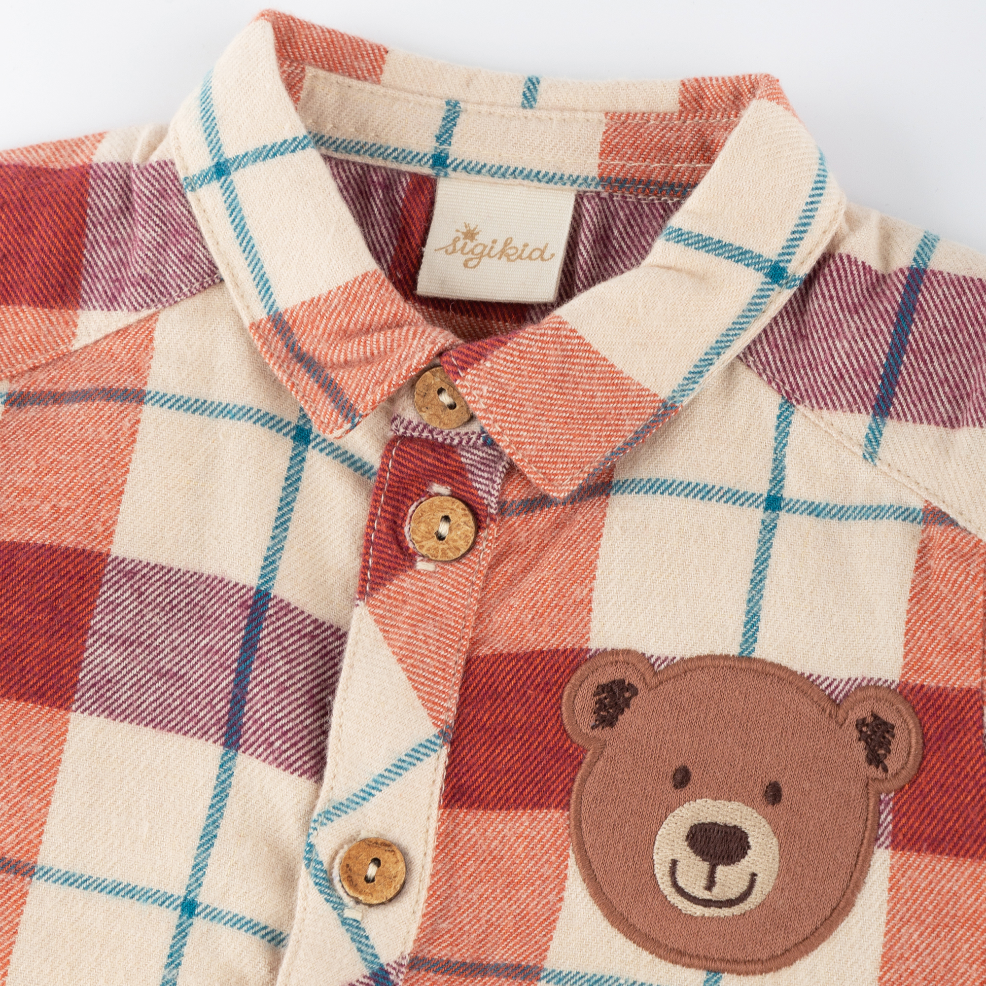 Baby boy check flannel shirt, Winter Animals