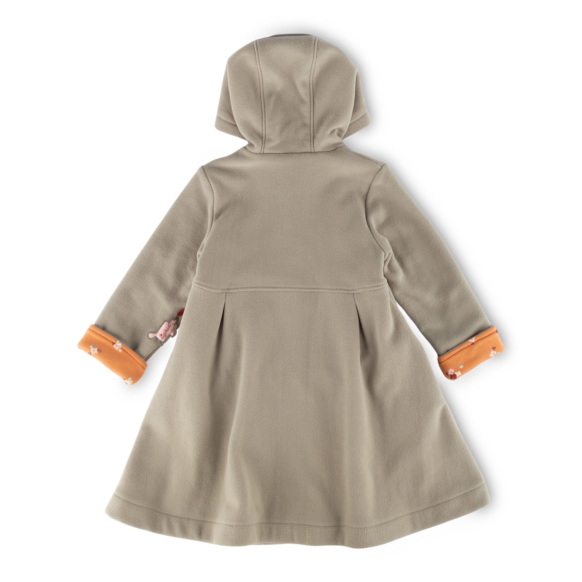 Hooded children's fleece dress coat, pastel green, lined