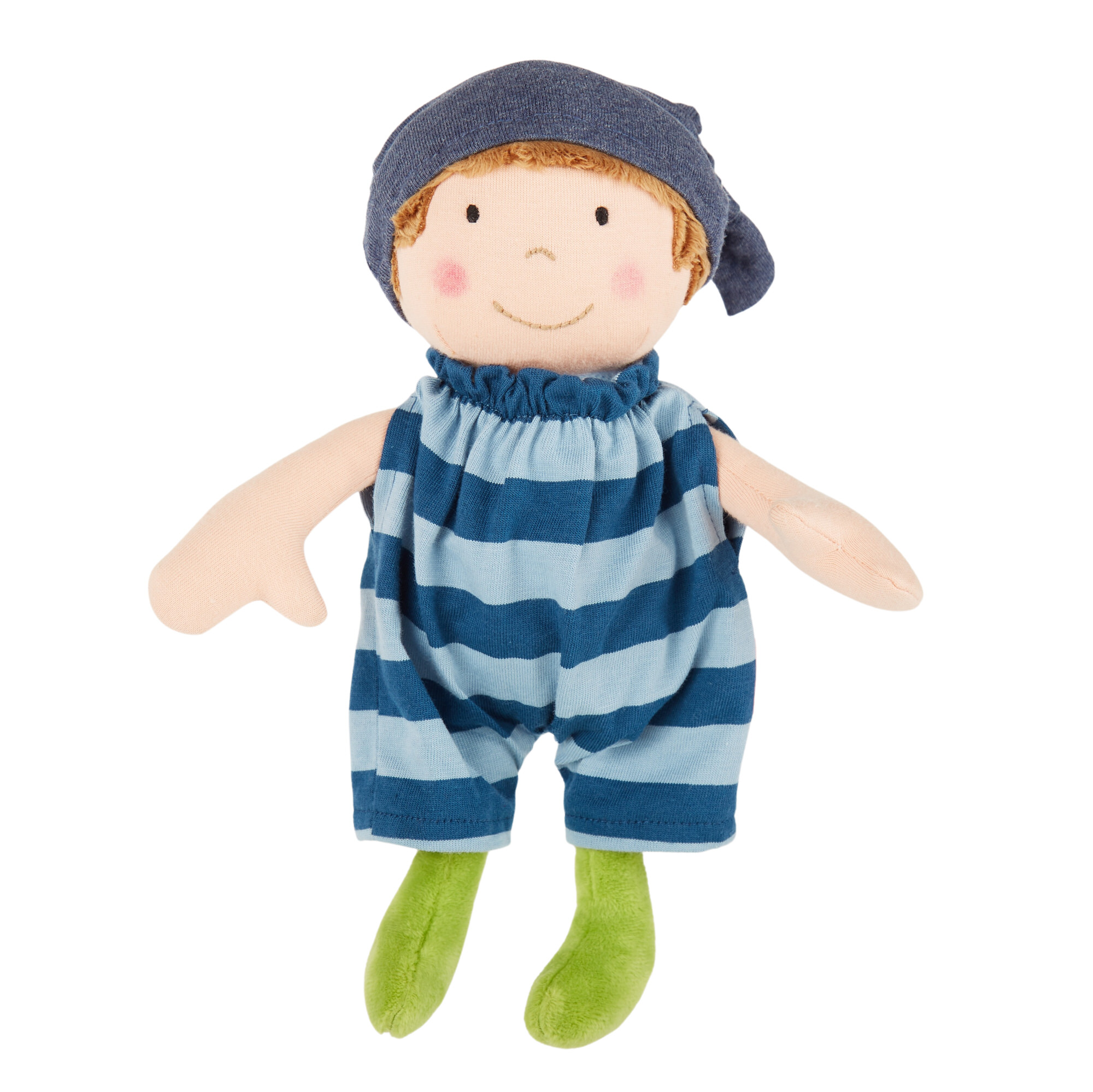 Cuddle soft doll boy, striped blue one-piece Cuddle soft doll boy, striped blue one-piece