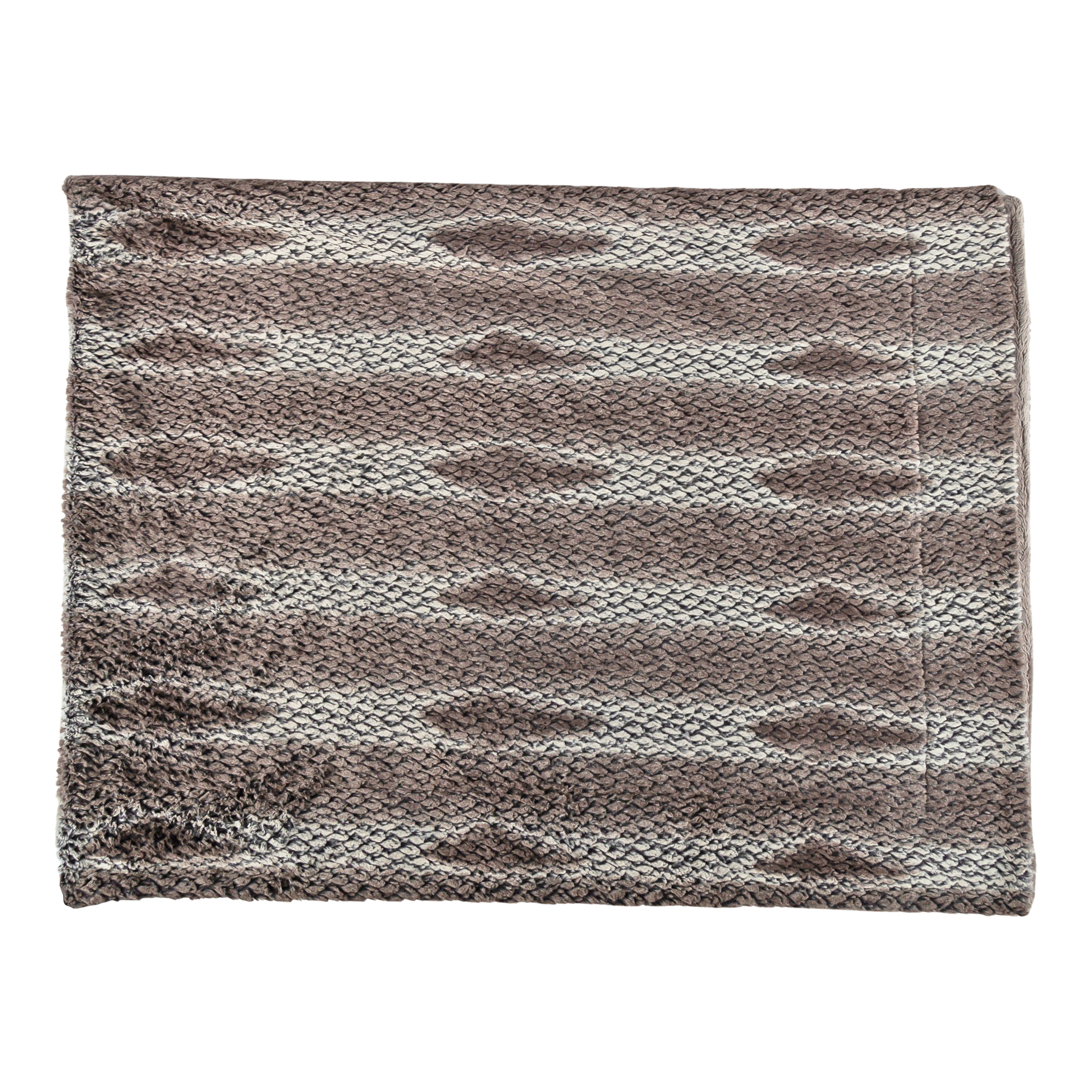 Design plush throw blanket grey/beige, velour backing