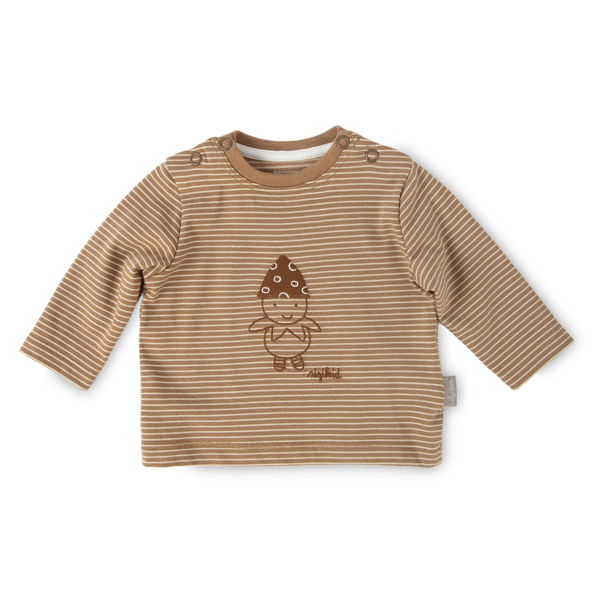 Striped newborn baby long sleeve Tee, peanut brown, embroidered