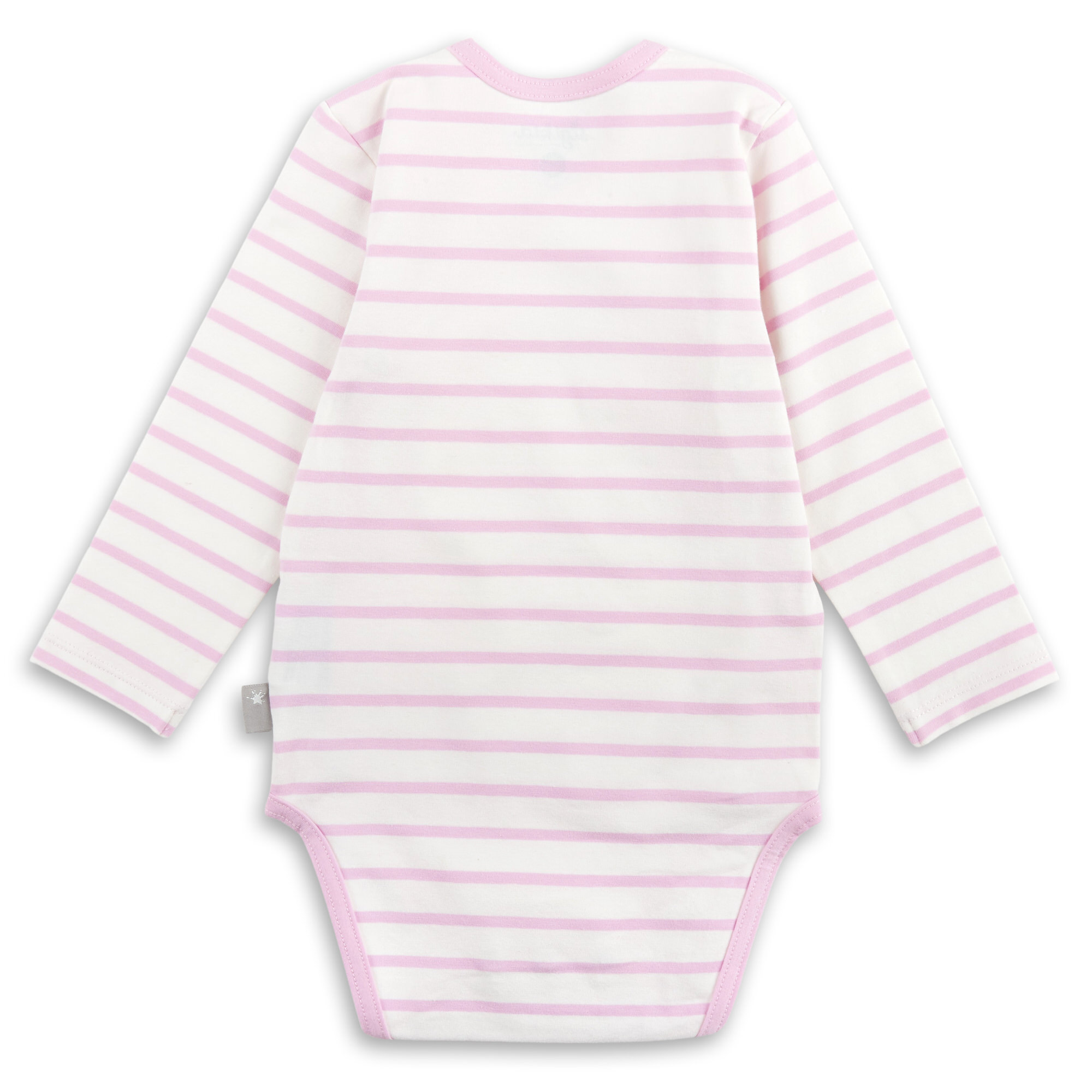 Langarm Baby Body Hund und Eichhörnchen, rosa geringelt Langarm Baby Body Hund und Eichhörnchen, rosa geringelt